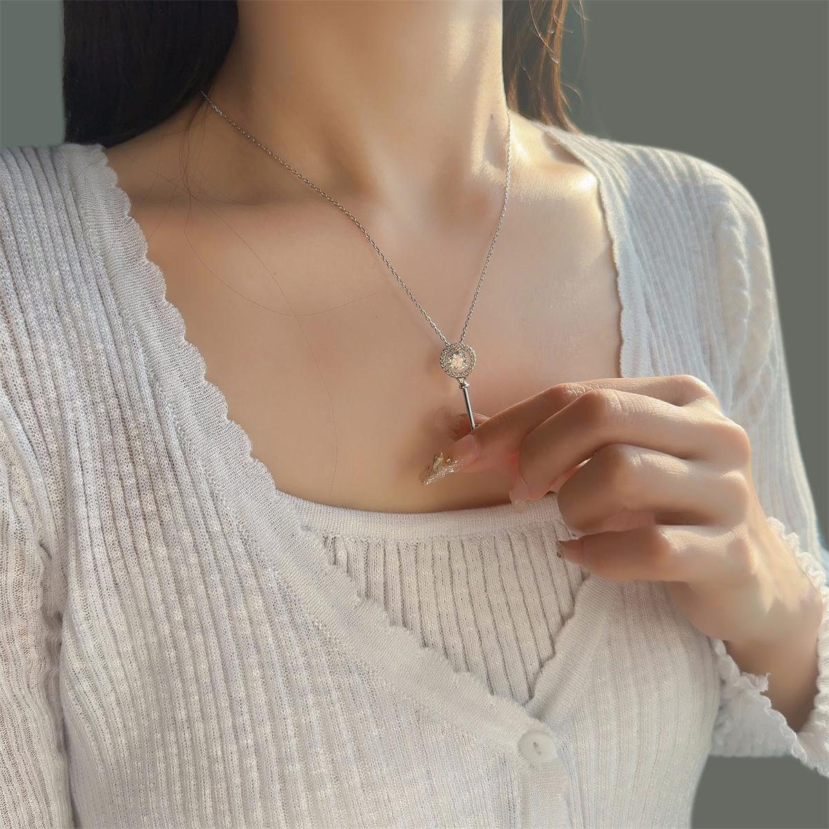 Moissanite 1ct Key to My Heart Pendant Necklace