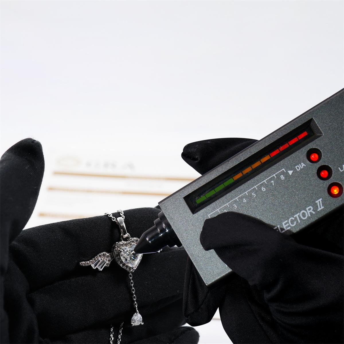 Moissanite 3.2ct Angel Wing Heart Pendant Necklace