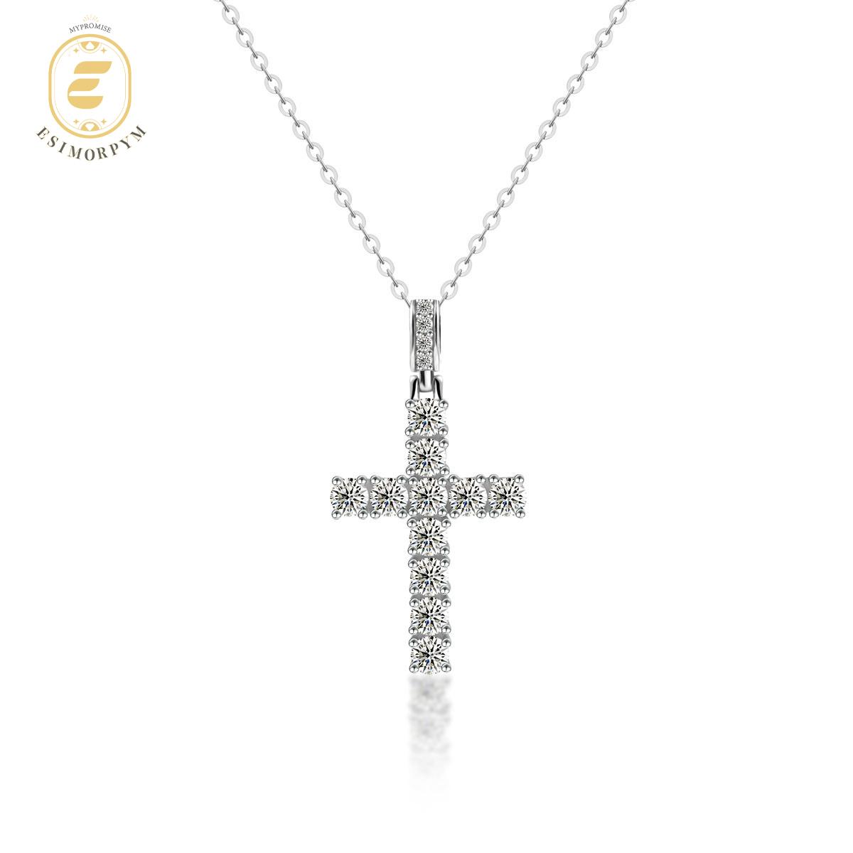 Moissanite Cross Pendent Necklace