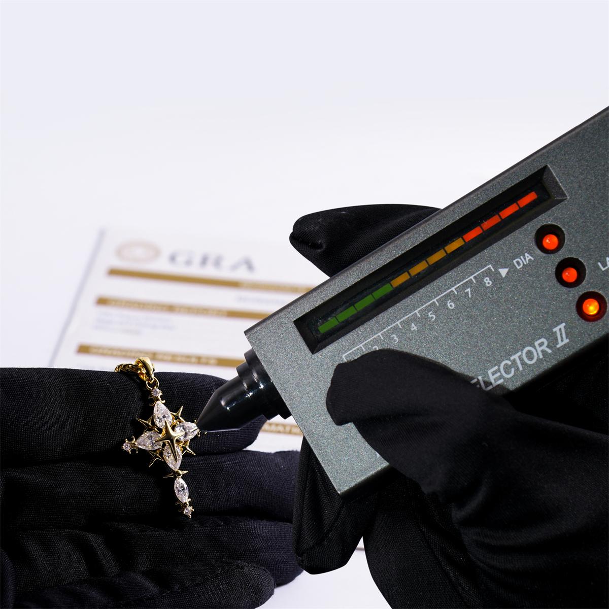 Moissanite 2.3ct Luminous North Star Cross Pendant Necklace