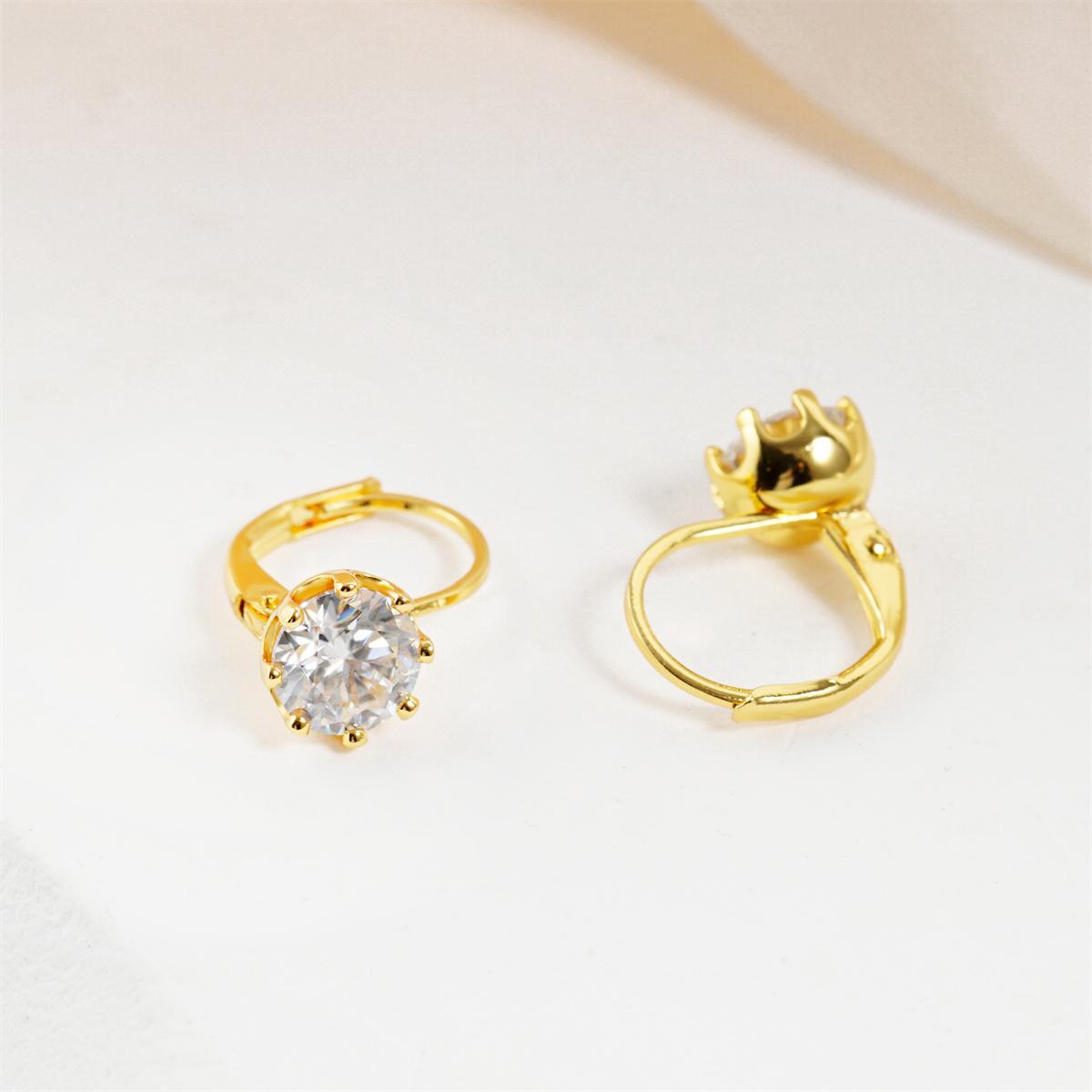 Moissanite 1ct 18K Gold-Plated Crown Solitaire Earrings