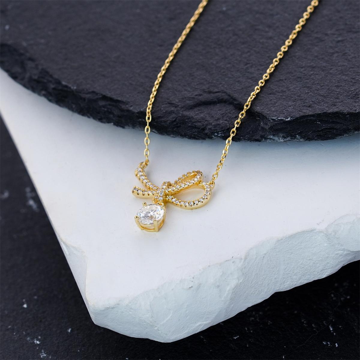 Moissanite 1.2ct Dreamy Ribbon Knot Pendant Necklace
