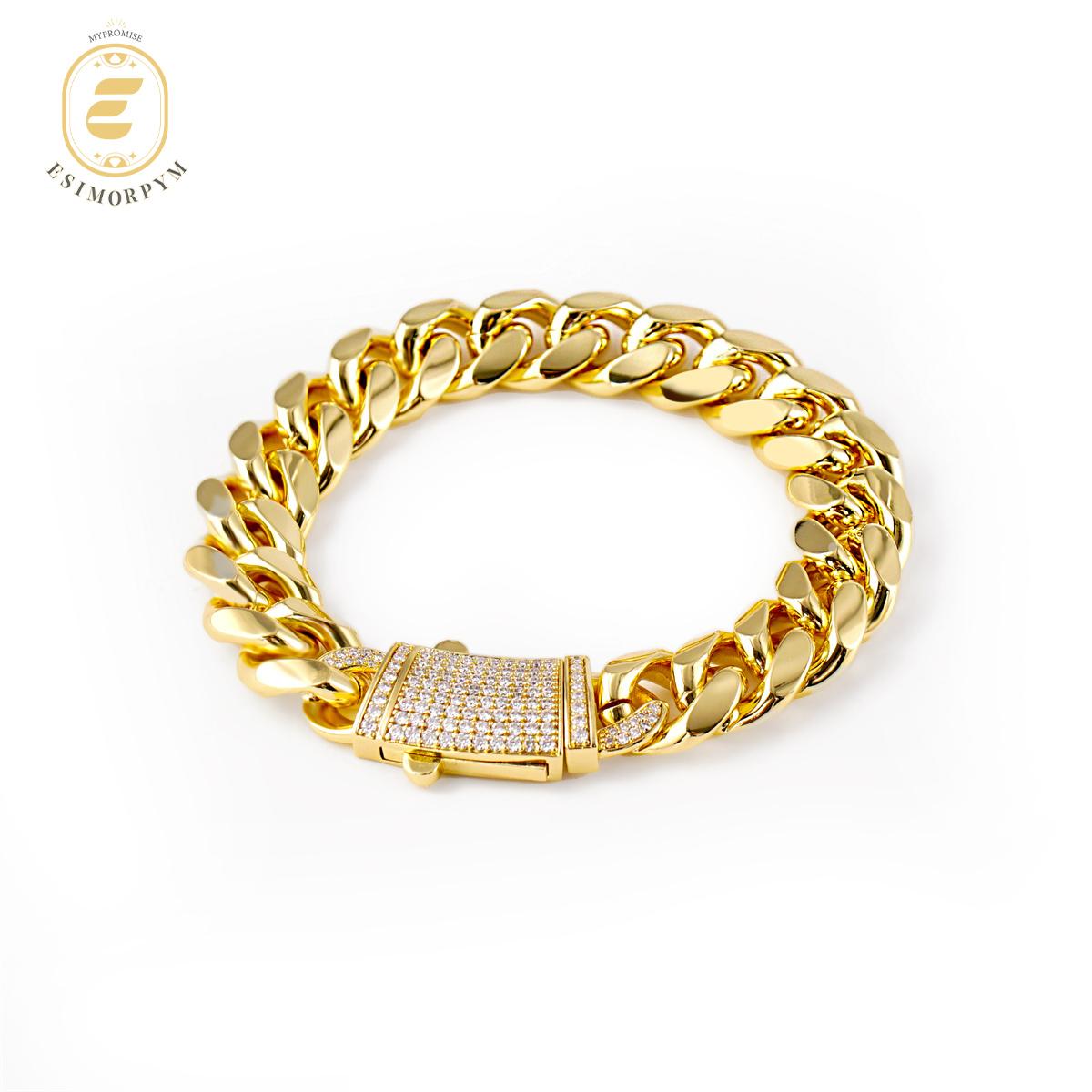 Moissanite Hip Hop Golden Cuban Bracelet