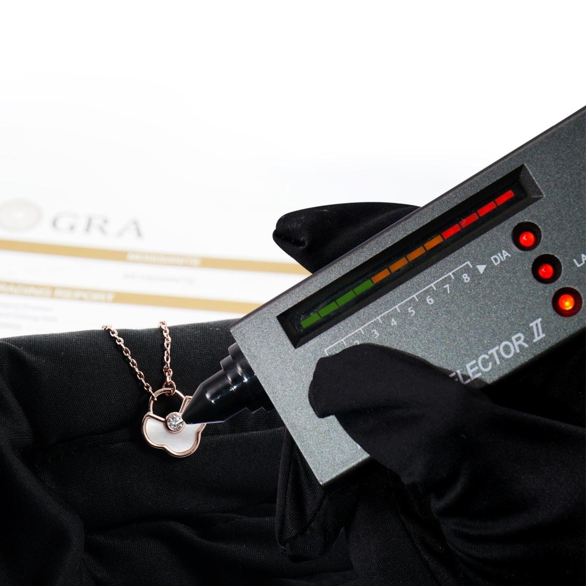 Moissanite Rose Aura Four-Leaf Clover Pendant Necklace