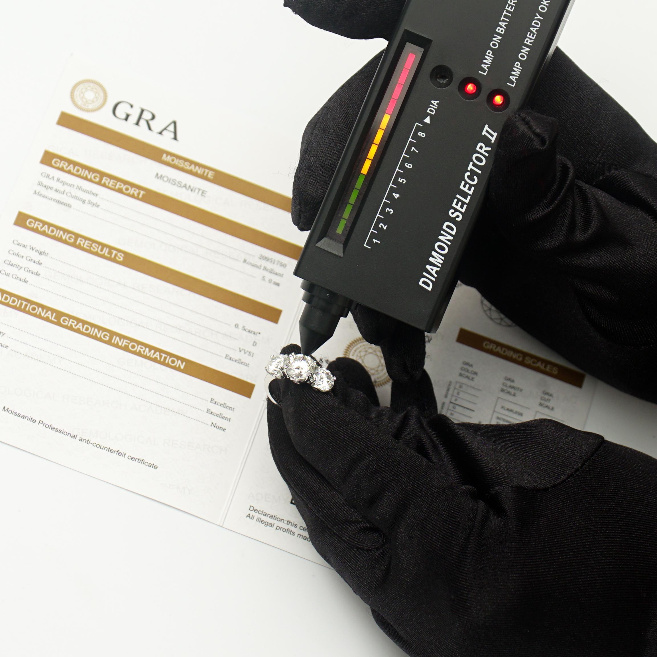 Moissanite 4ct Three Stone Prong Engagement Ring