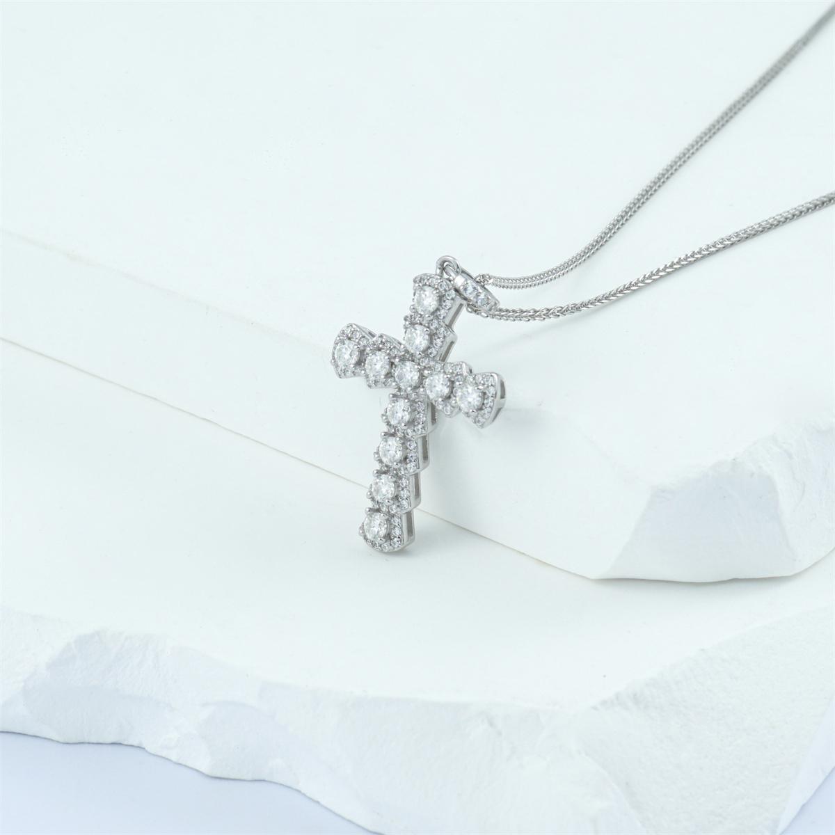 Moissanite Cross Pendent Necklace