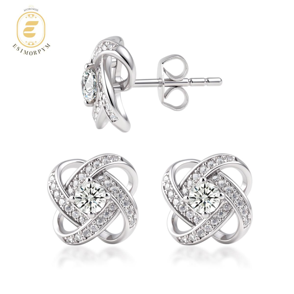 Moissanite Love Knot Stud Earrings