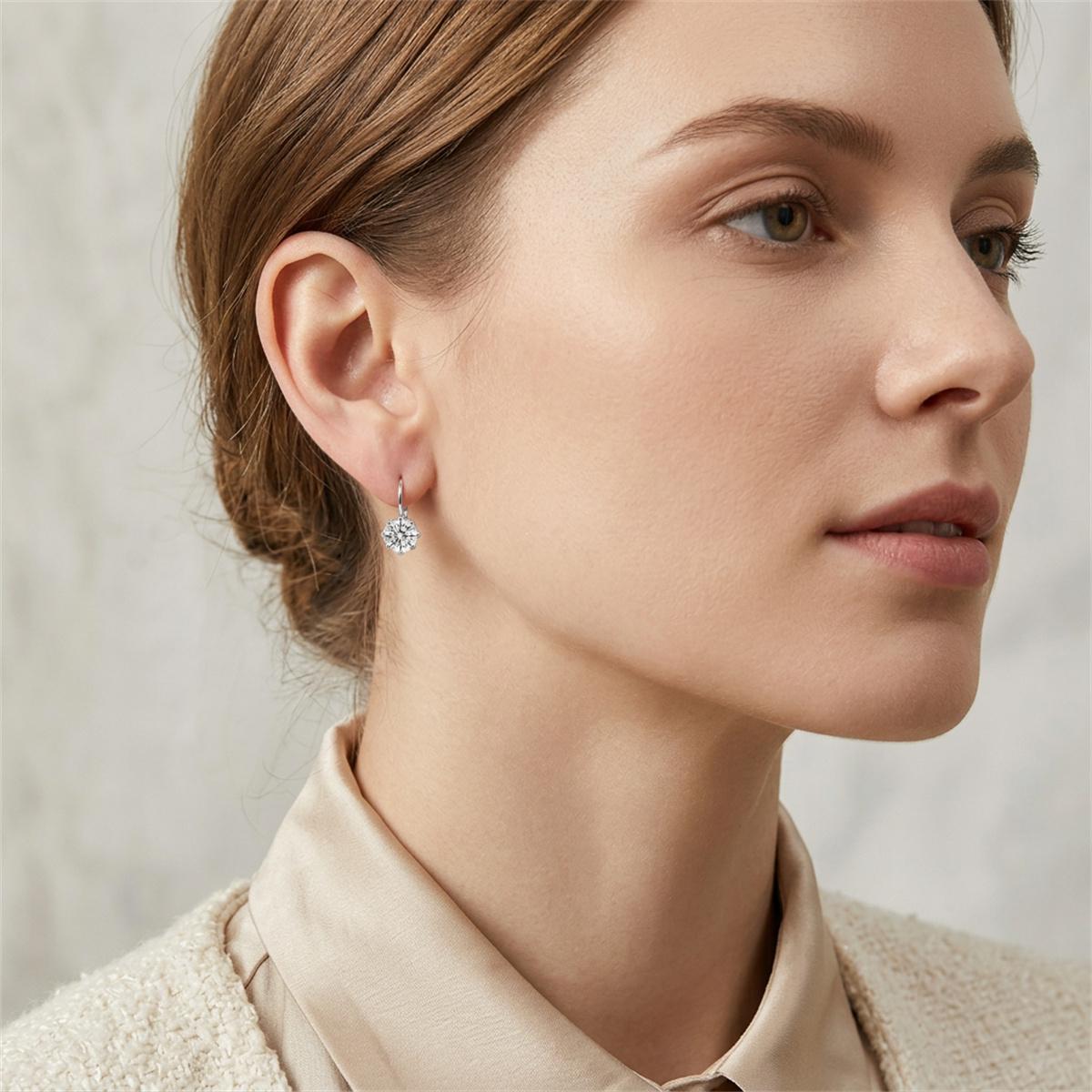 Moissanite 1ct 18K Gold-Plated Crown Solitaire Earrings