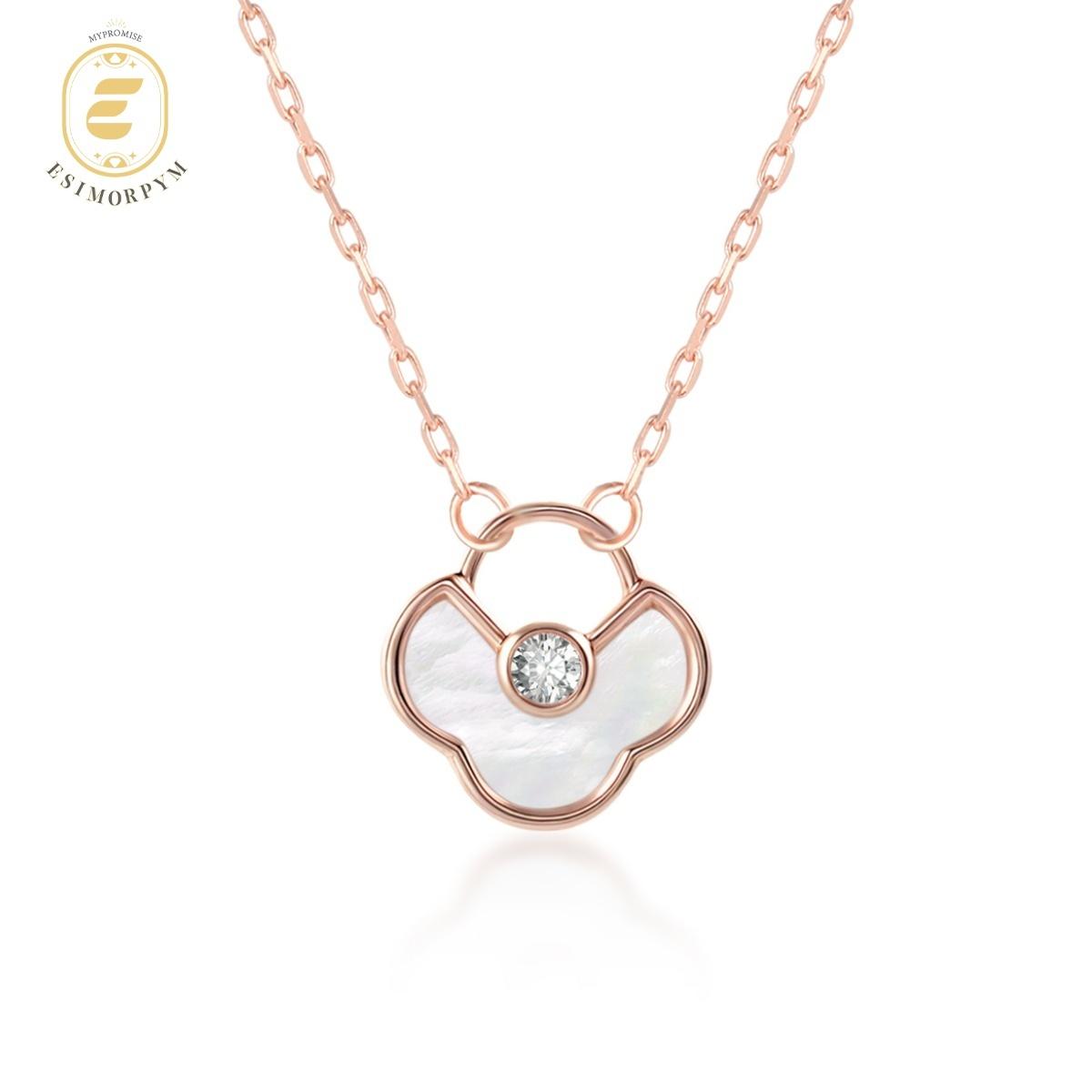 Moissanite Rose Aura Four-Leaf Clover Pendant Necklace