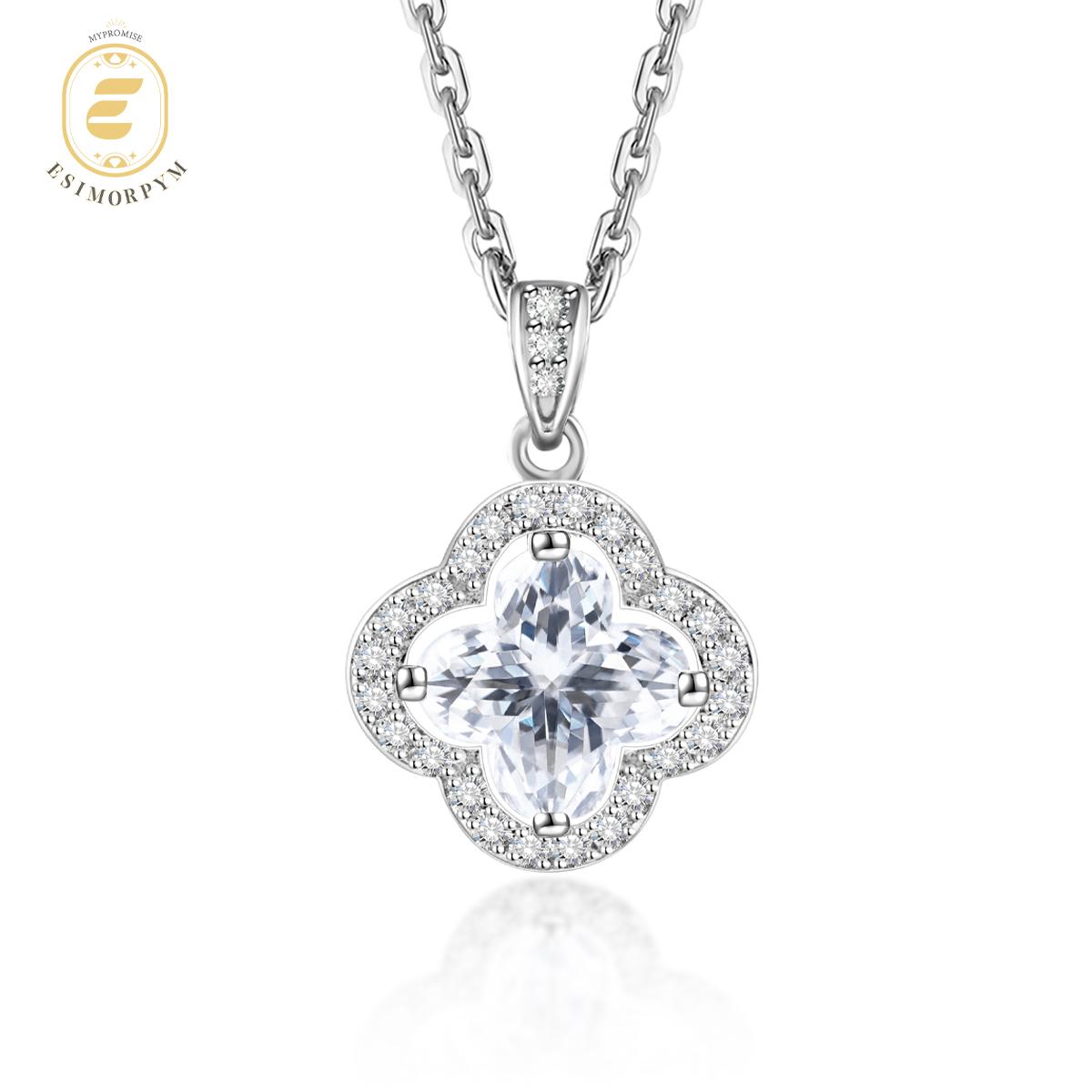 Moissanite 1.1ct Bling Luxury Four-Leaf Clover Pendant Necklace