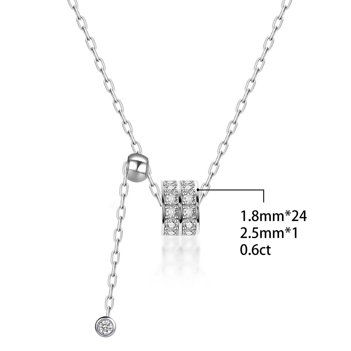 Moissanite Cylindrical Double Row Stone Necklace