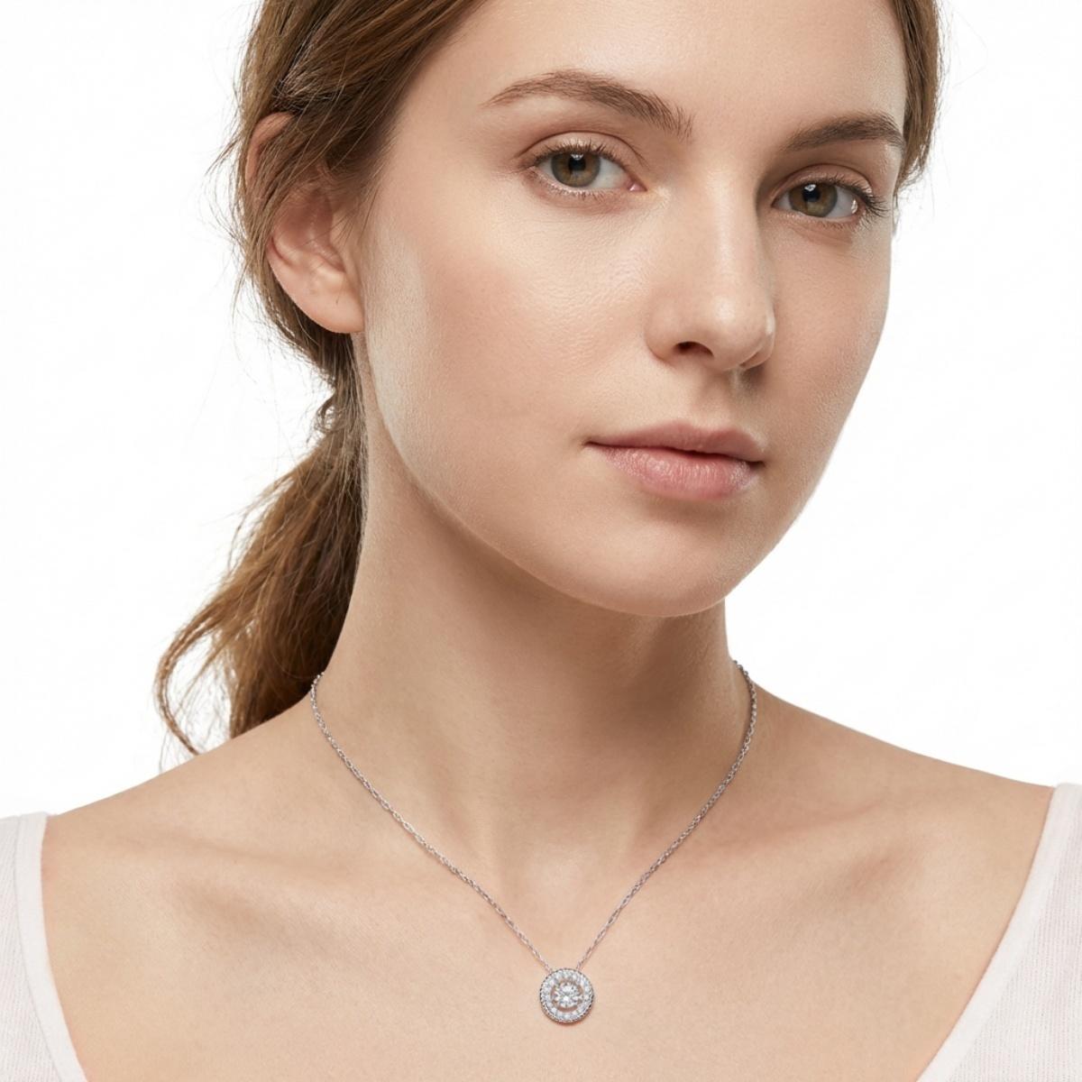 Moissanite Eternal Halo Radiance Pendant Necklace