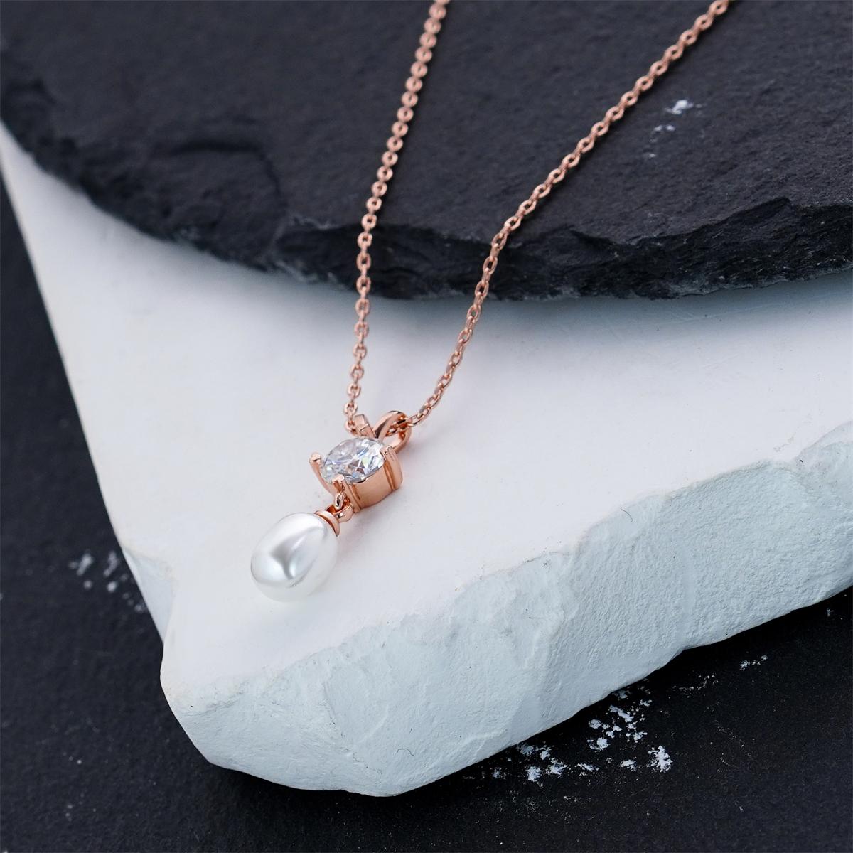 Moissanite Rose Dream Drop Pendant Necklace