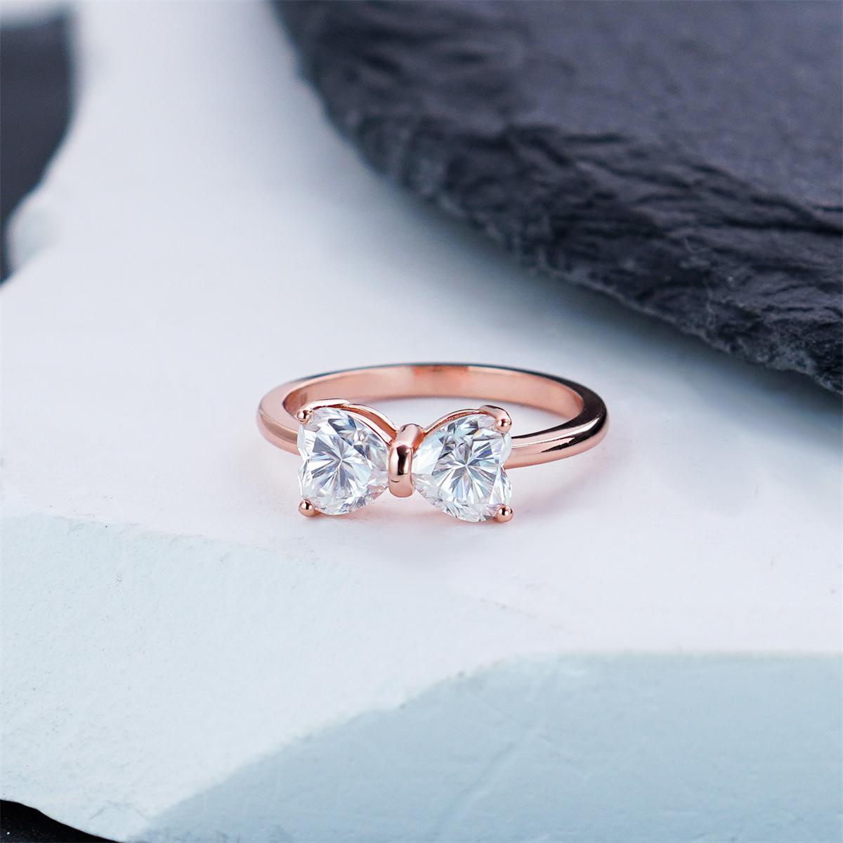 Moissanite 1.6ct Heartfelt Connection Bow Knot Ring