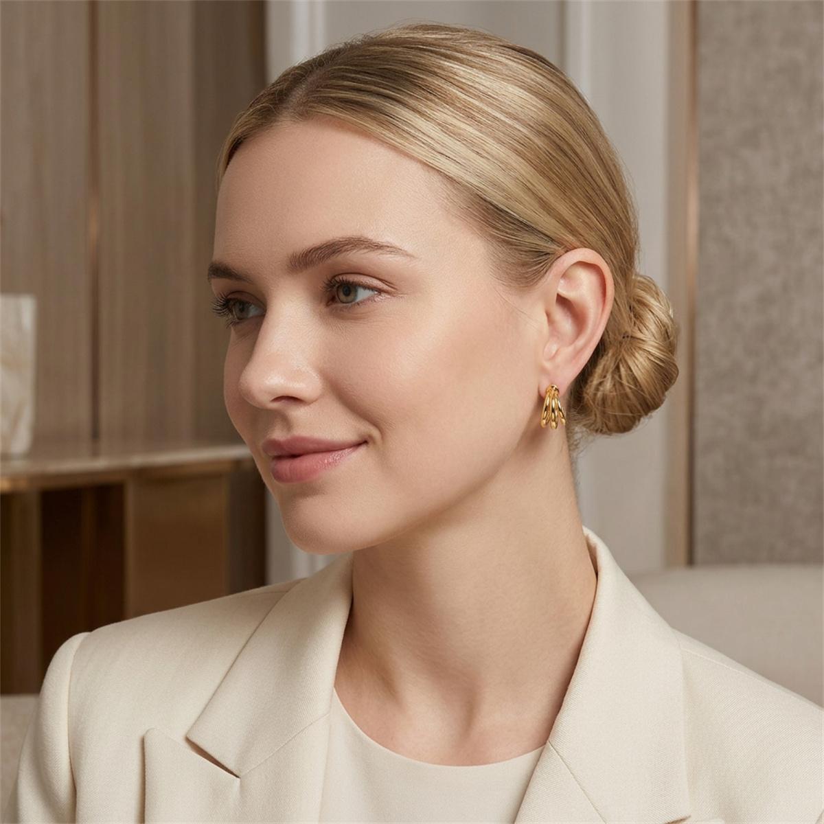 Triple Curve Hoop Earrings