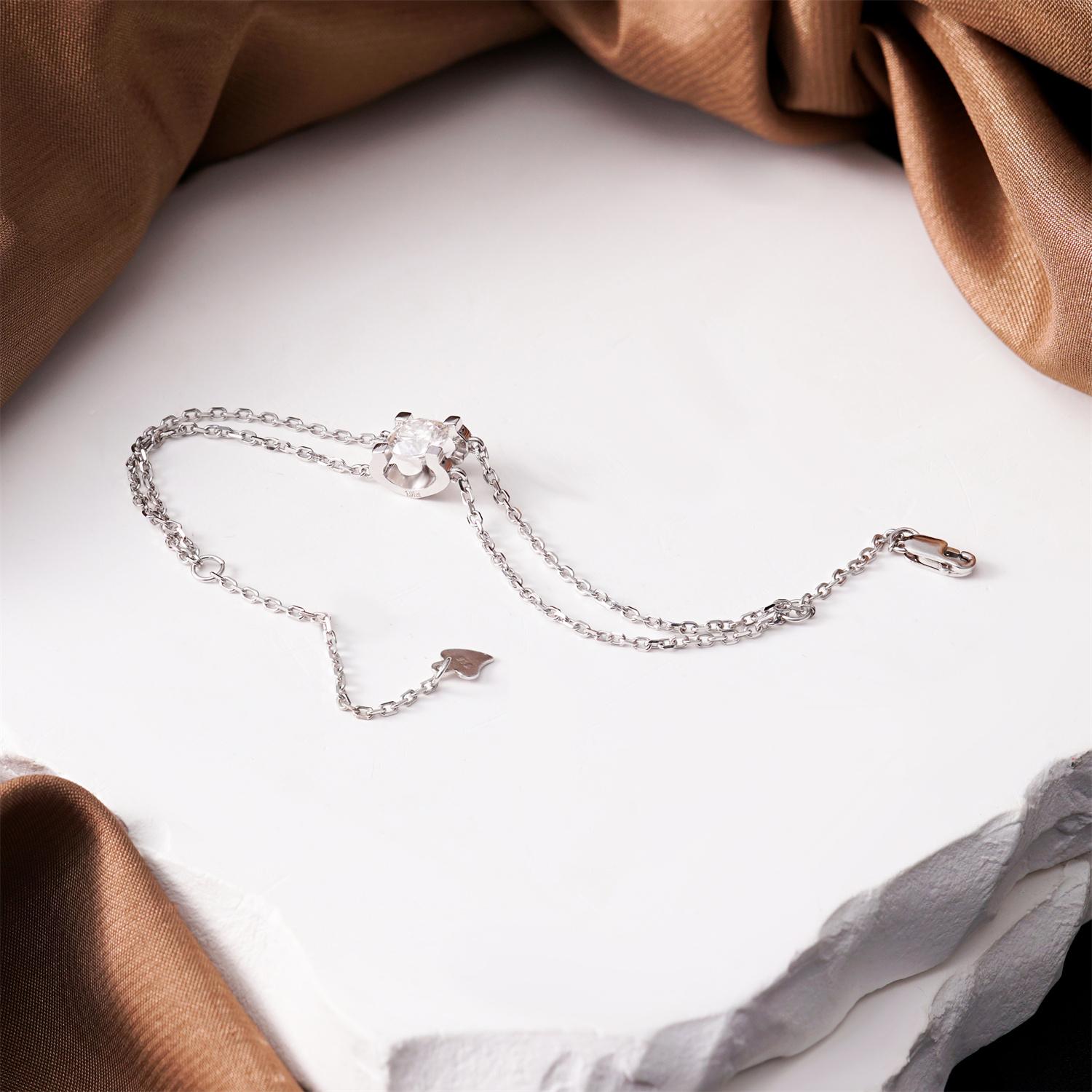 Moissanite Classic Solitaire Double-Chain Bracelet