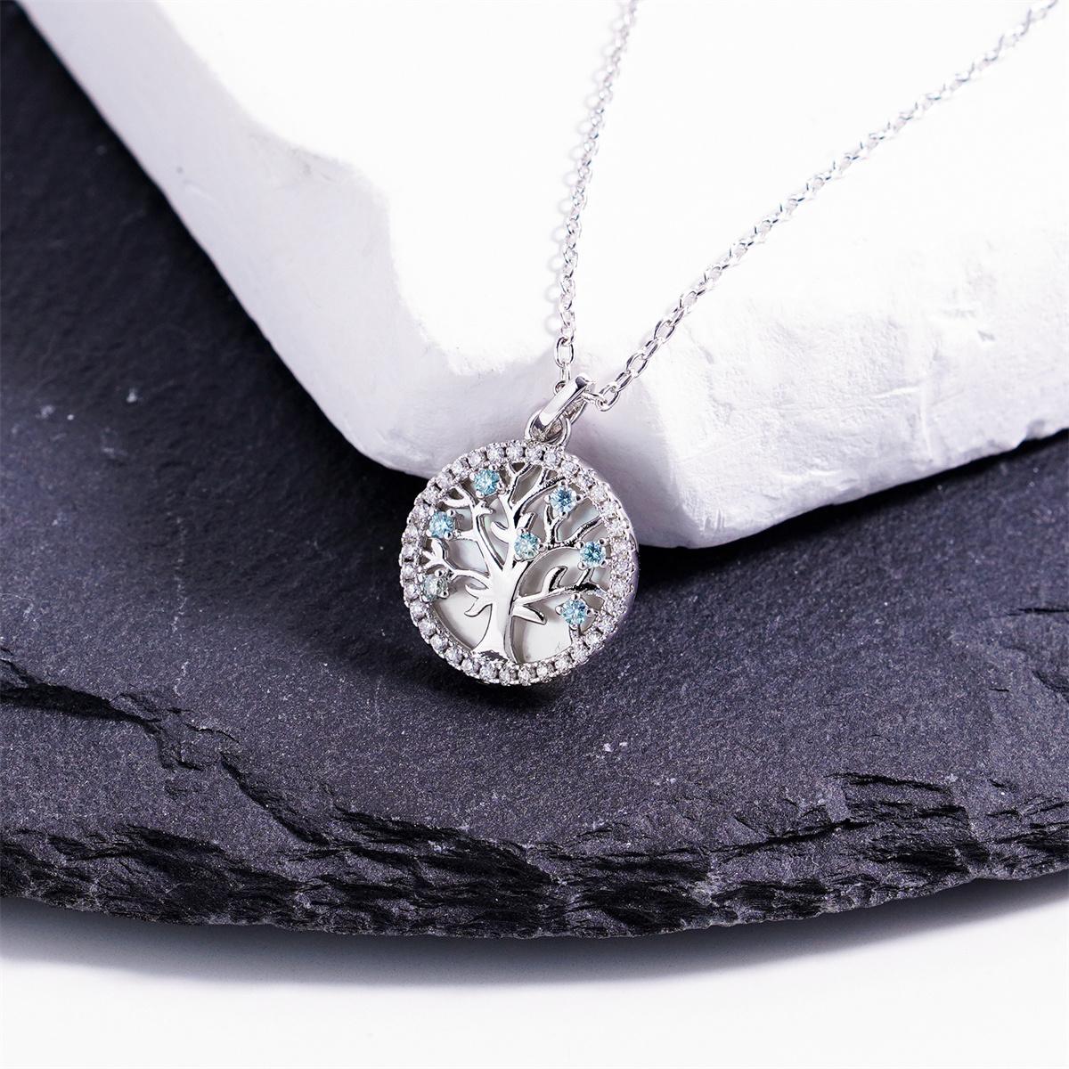 Pave Halo Tree Pendant Necklace