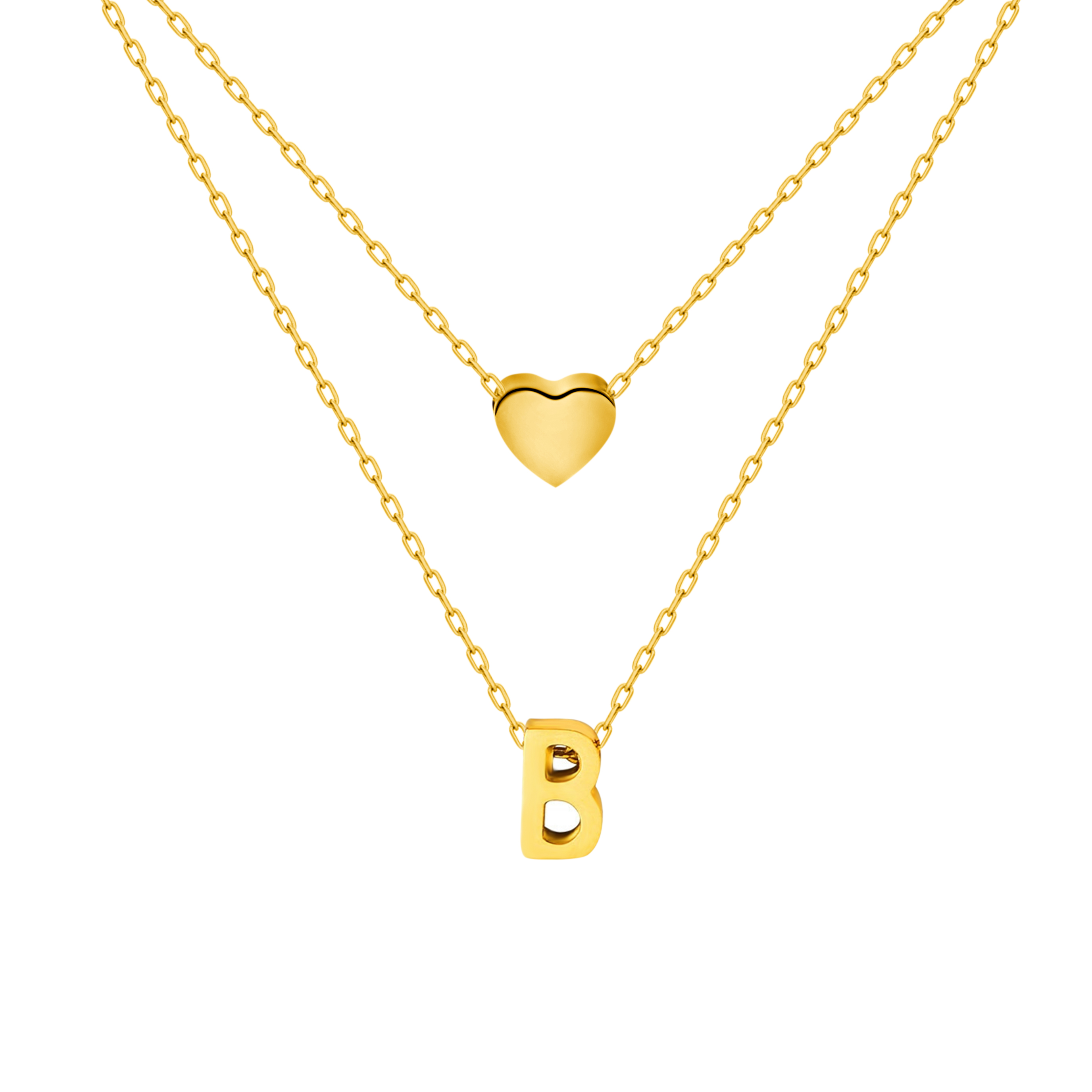 Titanium Steel Double-Layered Heart Letter Necklace