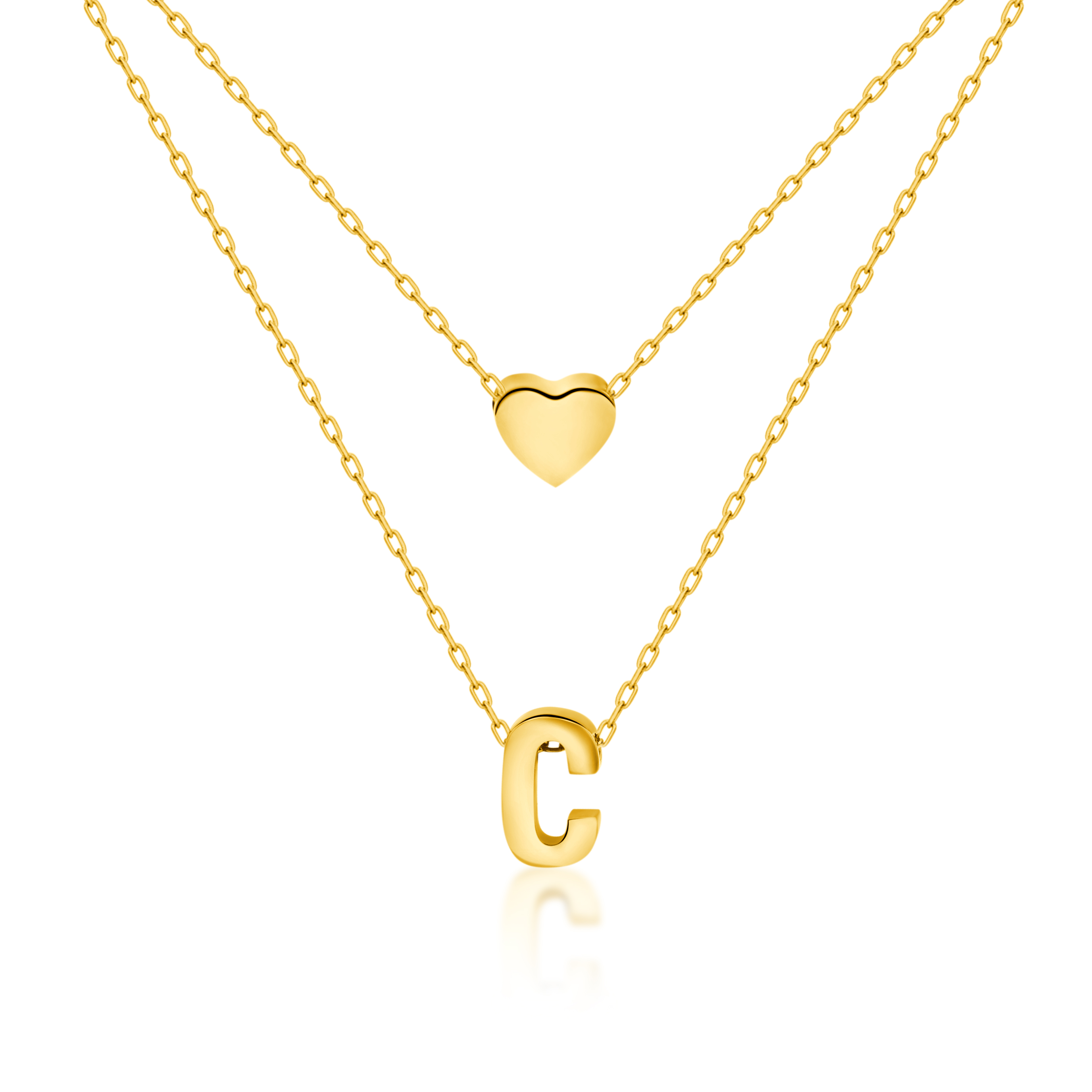 Titanium Steel Double-Layered Heart Letter Necklace