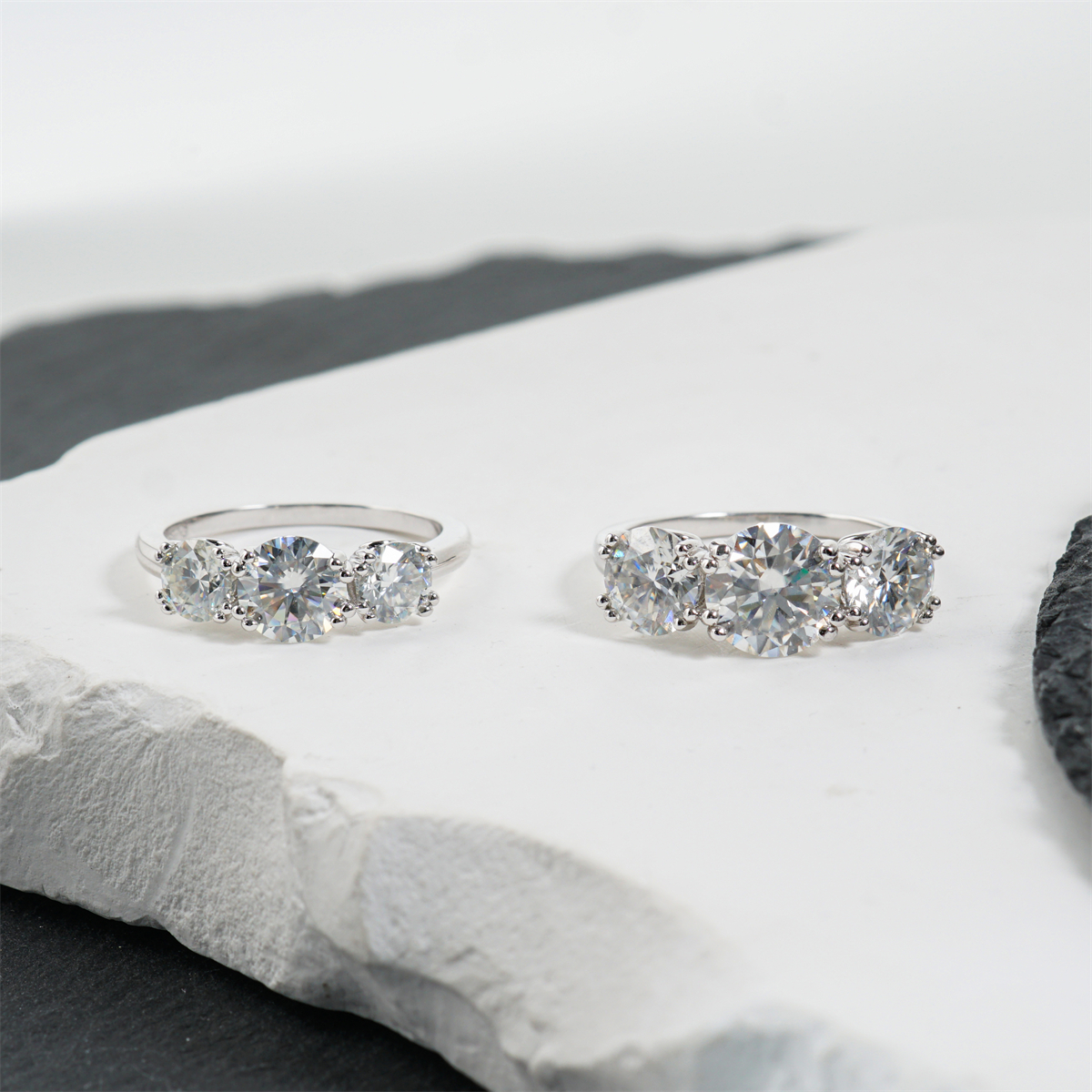 Moissanite 4ct Three Stone Prong Engagement Ring (Buy 2 Free Shipping & Extra $3.99 off)