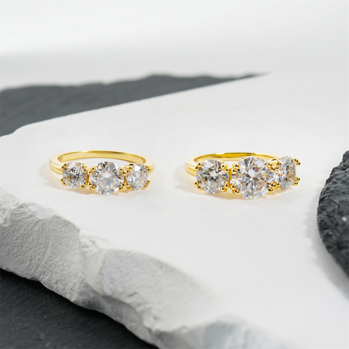 Moissanite 4ct Three Stone Prong Engagement Ring (Buy 2 Free Shipping & Extra $3.99 off)