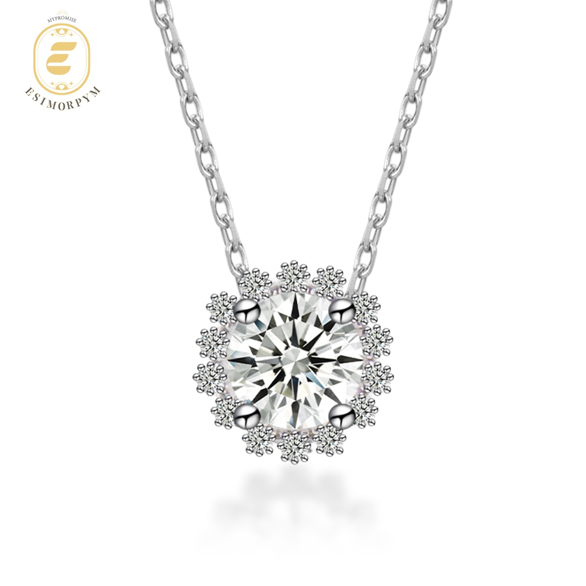 Moissanite 1ct Sunflower Pendant Necklace Flower Pendant