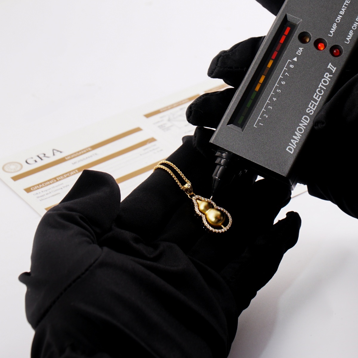 Moissanite Golden Gourd Pendant Necklace