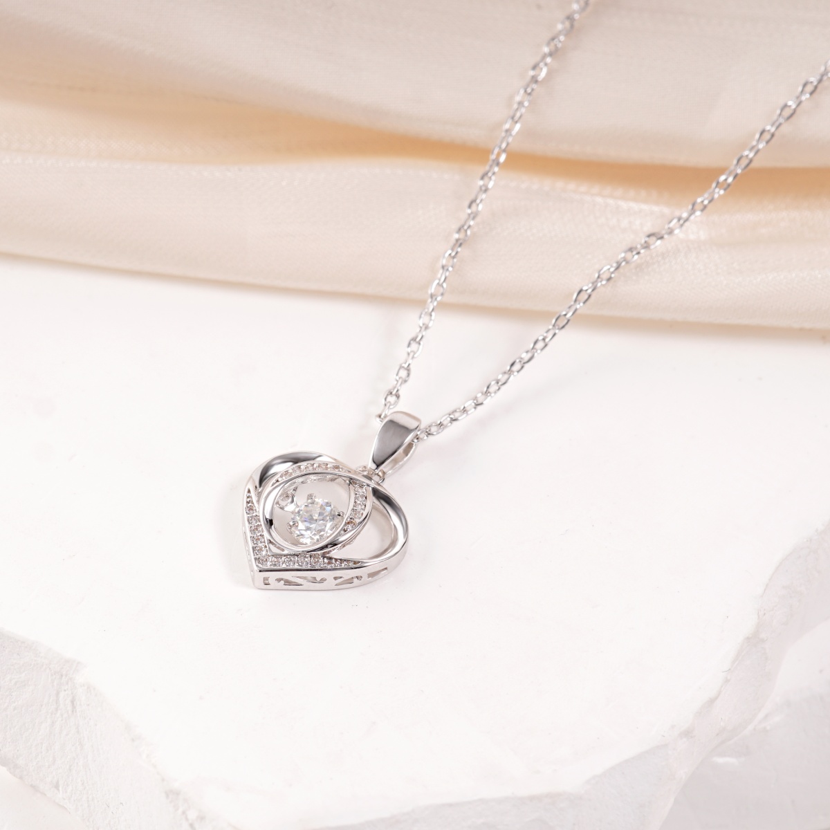 Moissanite Radiant Heart Pendant Necklace 