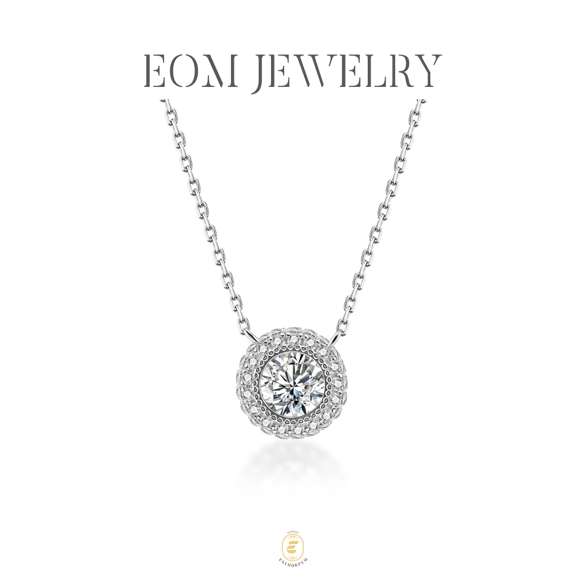 Moissanite 0.8ct Luminous Halo Solitaire Pendant Necklace