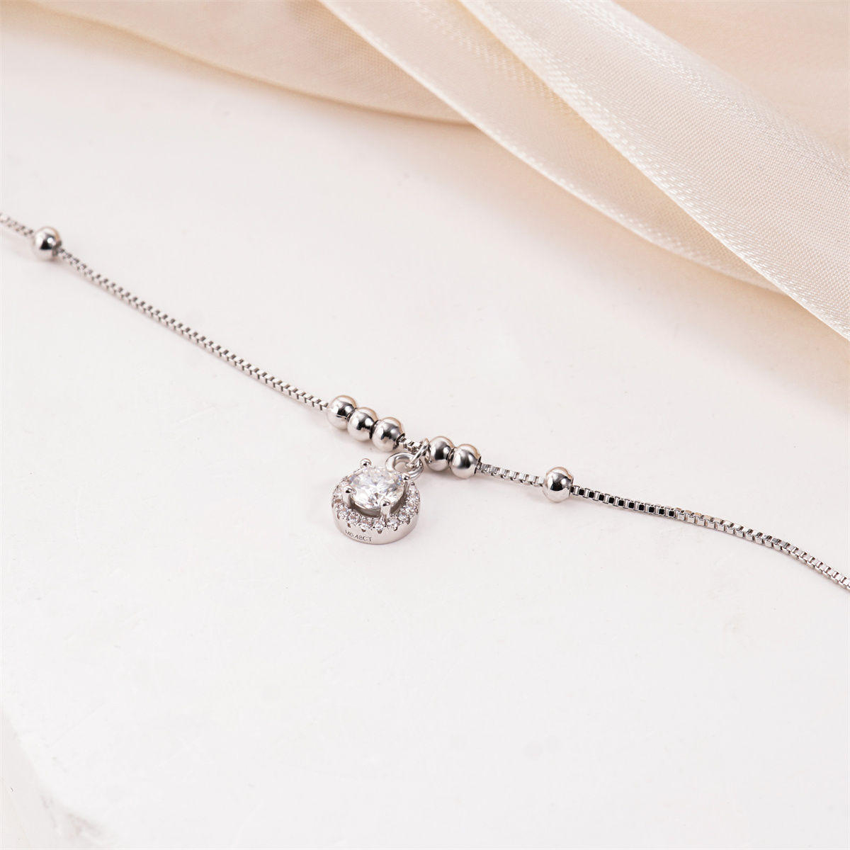 Moissanite Halo Beaded Copper Bracelet