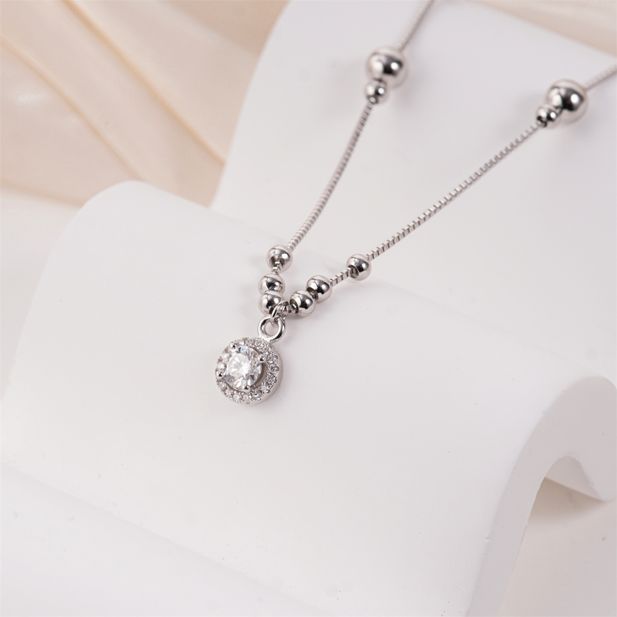 Moissanite Halo Beaded Copper Bracelet