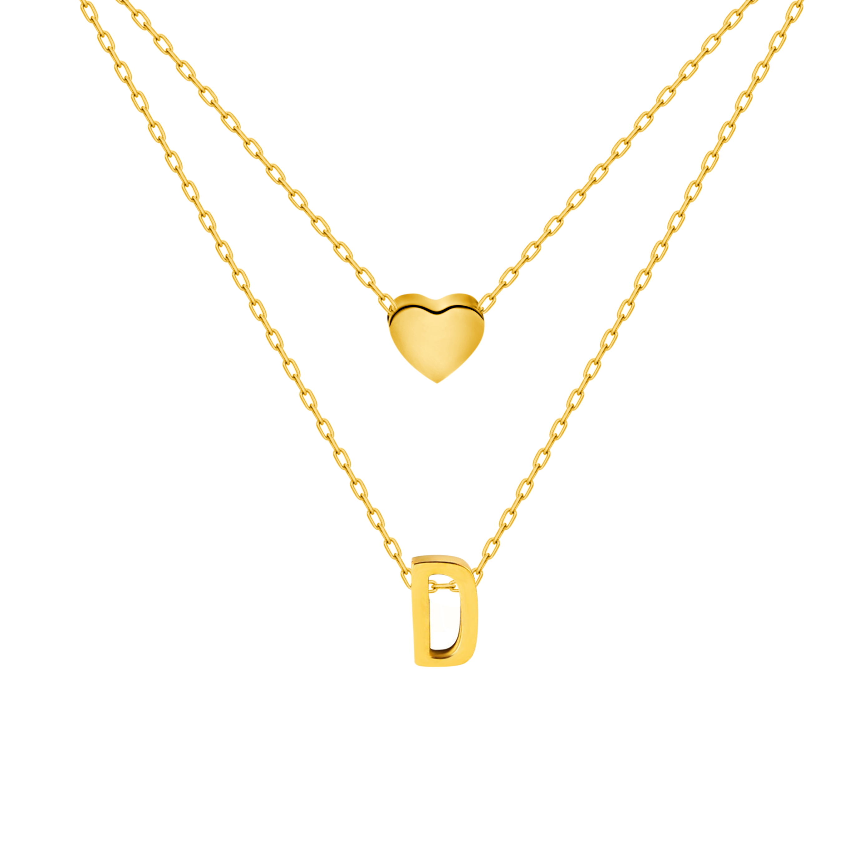 Titanium Steel Double-Layered Heart Letter Necklace