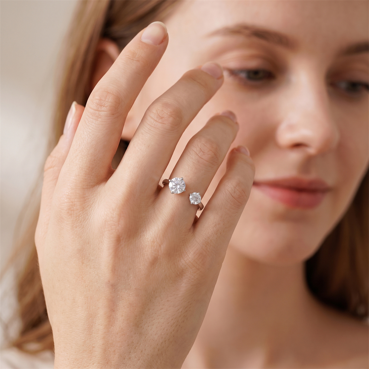 Moissanite 1.5ct Twin Flame Eternity Open Ring