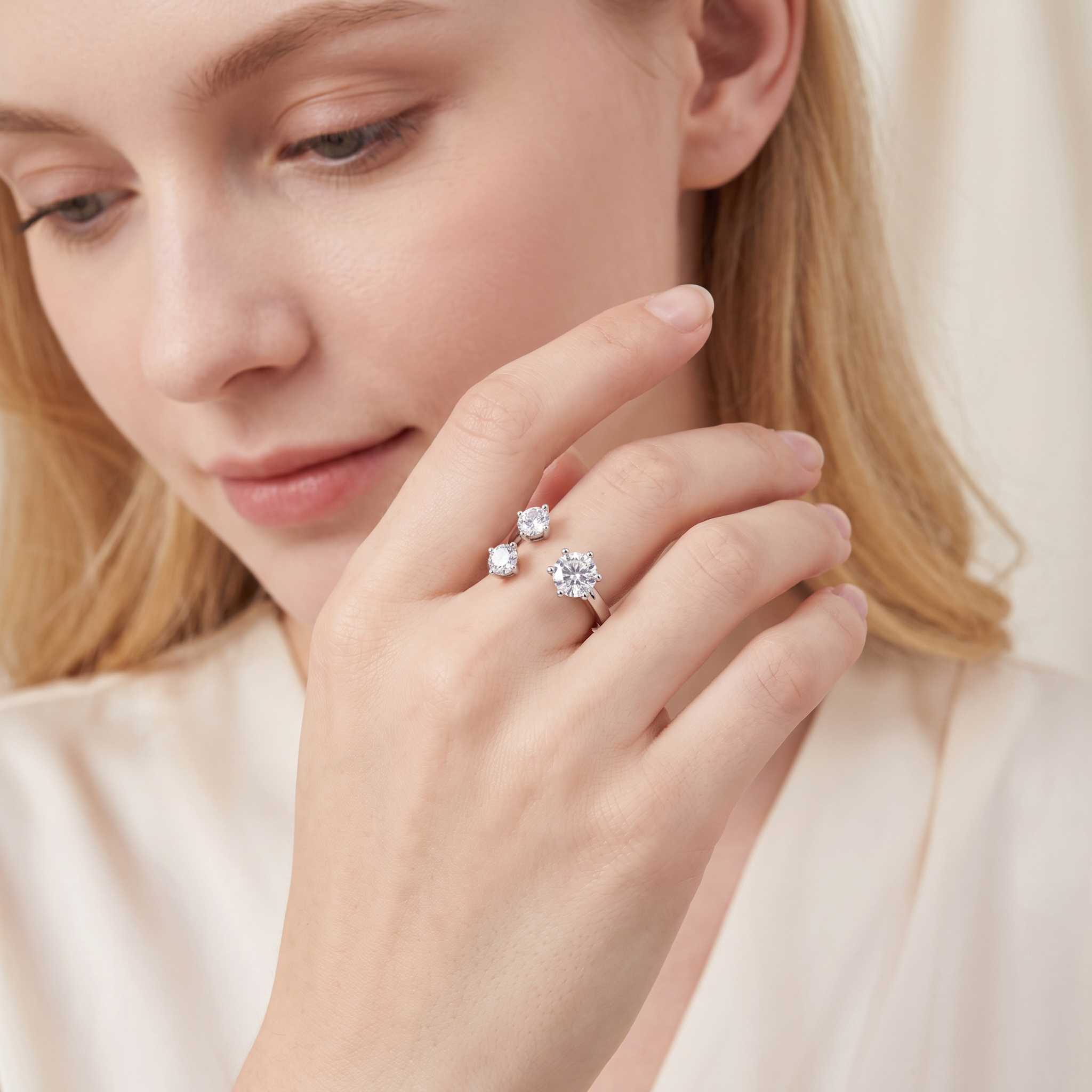 Moissanite 1.5ct Twin Flame Eternity Open Ring