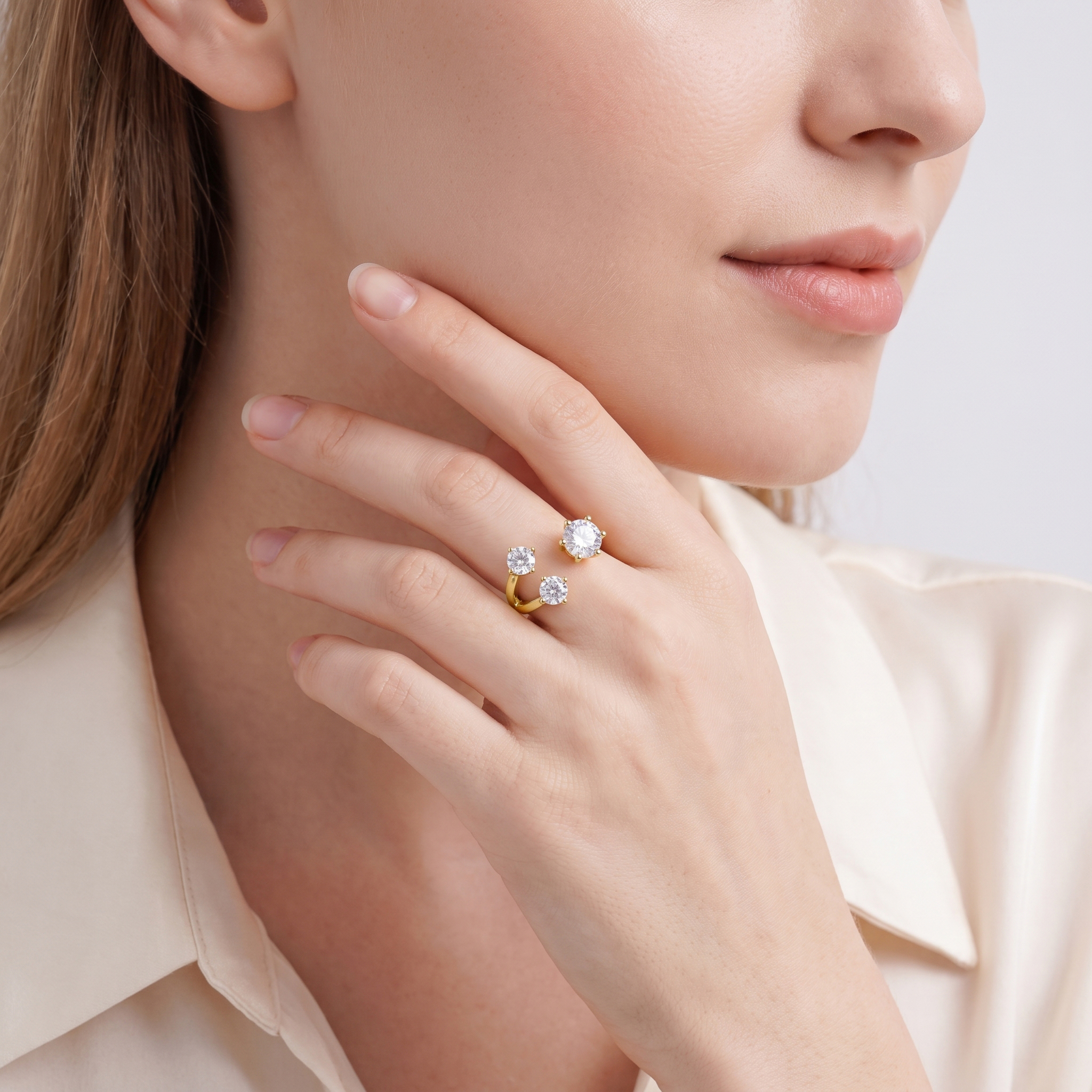 Moissanite 1.5ct Twin Flame Eternity Open Ring
