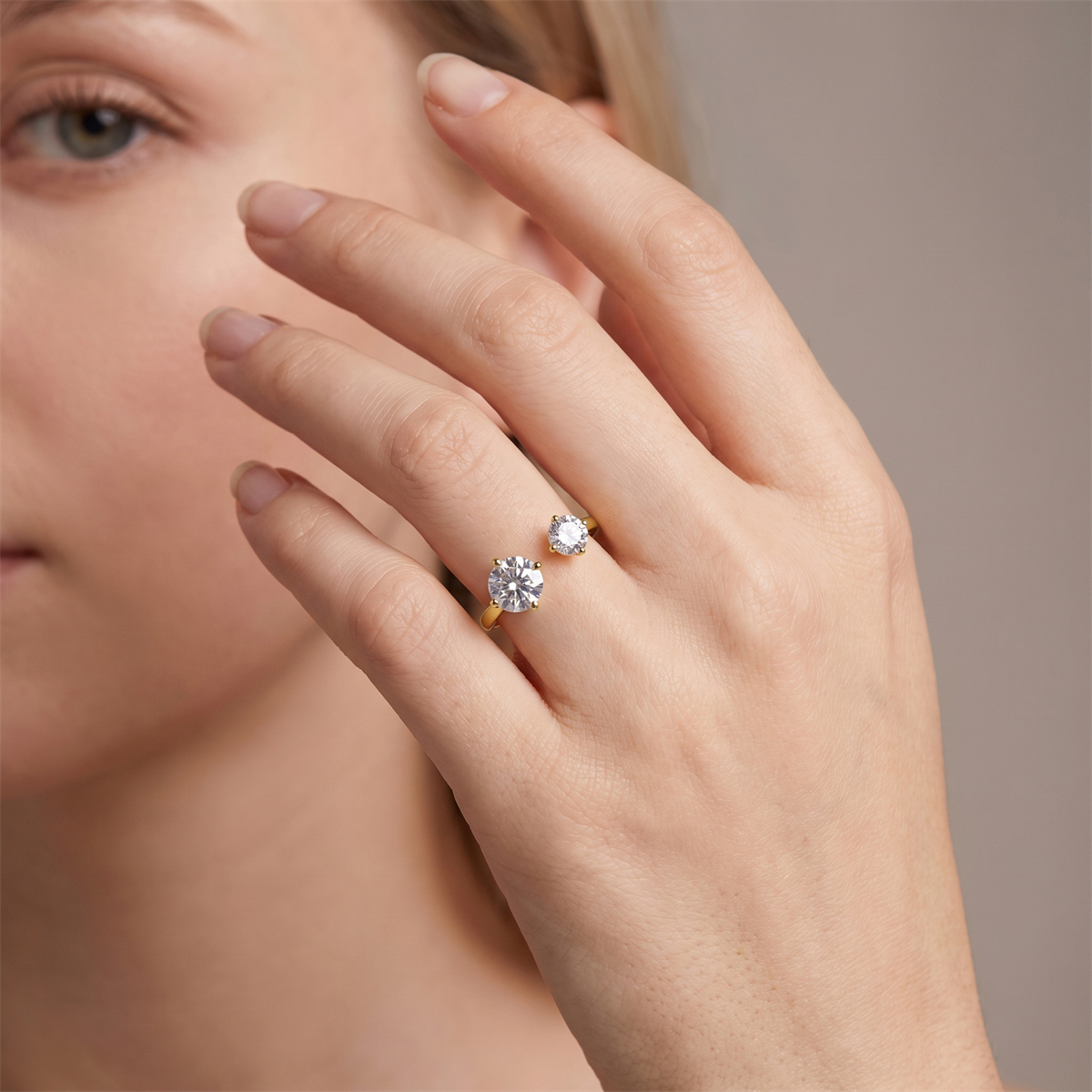 Moissanite 1.5ct Twin Flame Eternity Open Ring