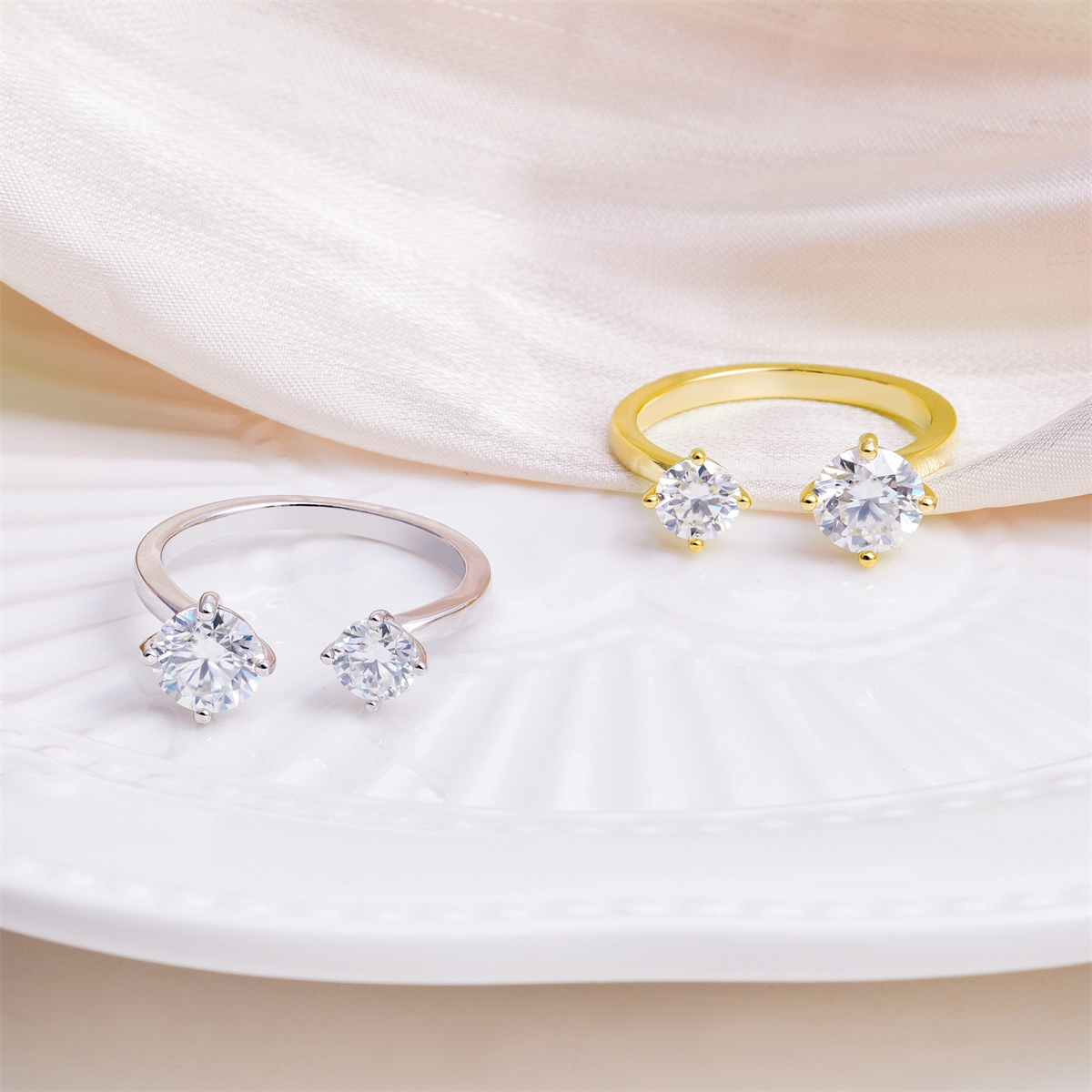 Moissanite 1.5ct Twin Flame Eternity Open Ring