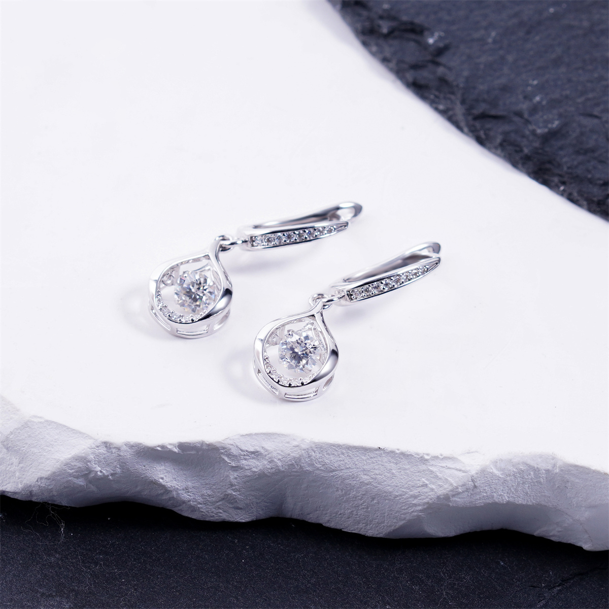 Moissanite 1ct Glow of Firefly Teardrop Dangle Earrings