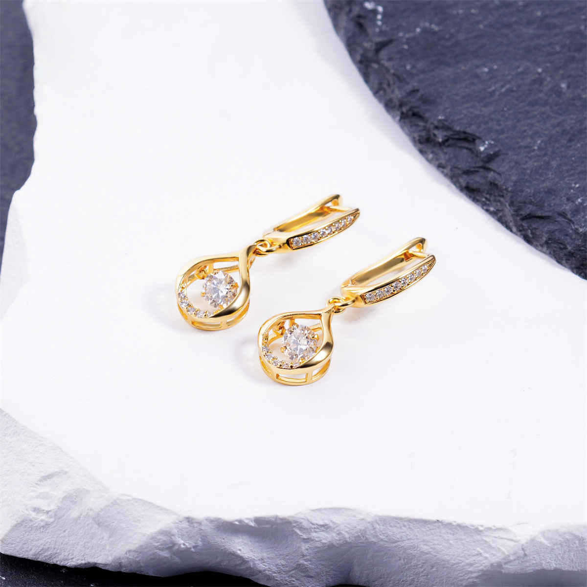 Moissanite 1ct Glow of Firefly Teardrop Dangle Earrings