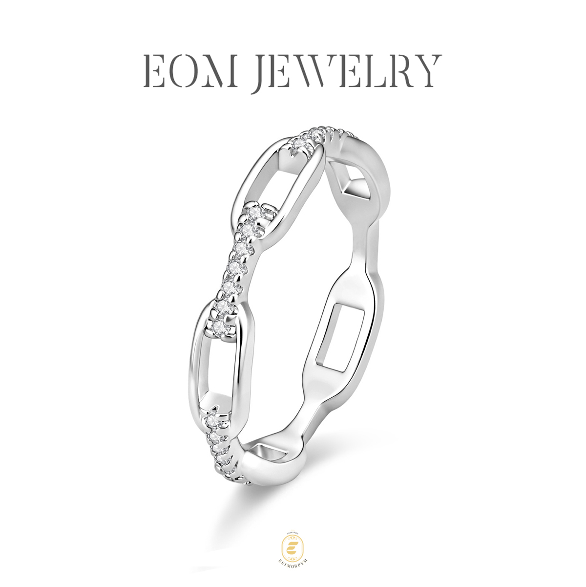 Moissanite 0.1ct Hip Hop Unisex Chained Ring Copper Ring