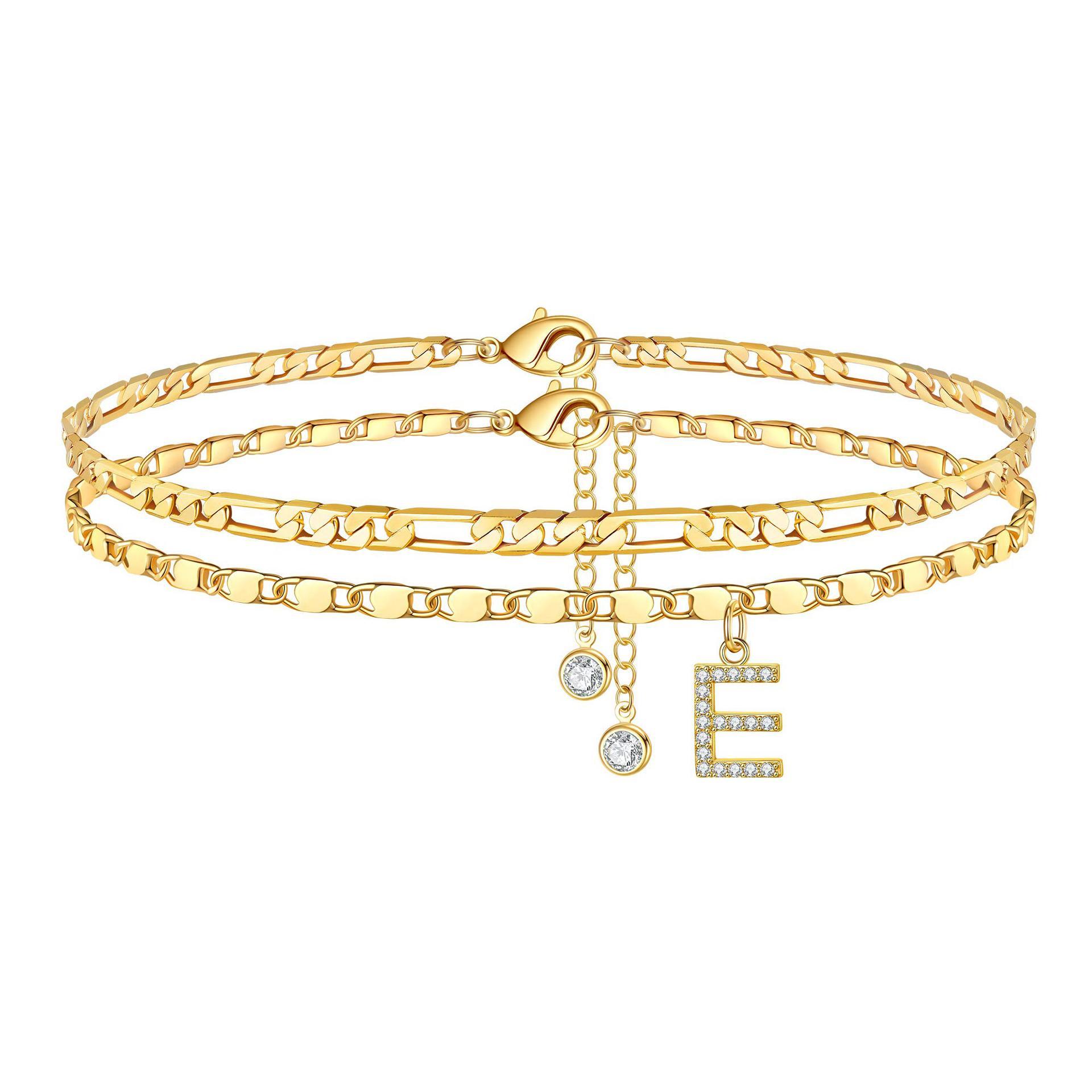 Layered Letter Anklets
