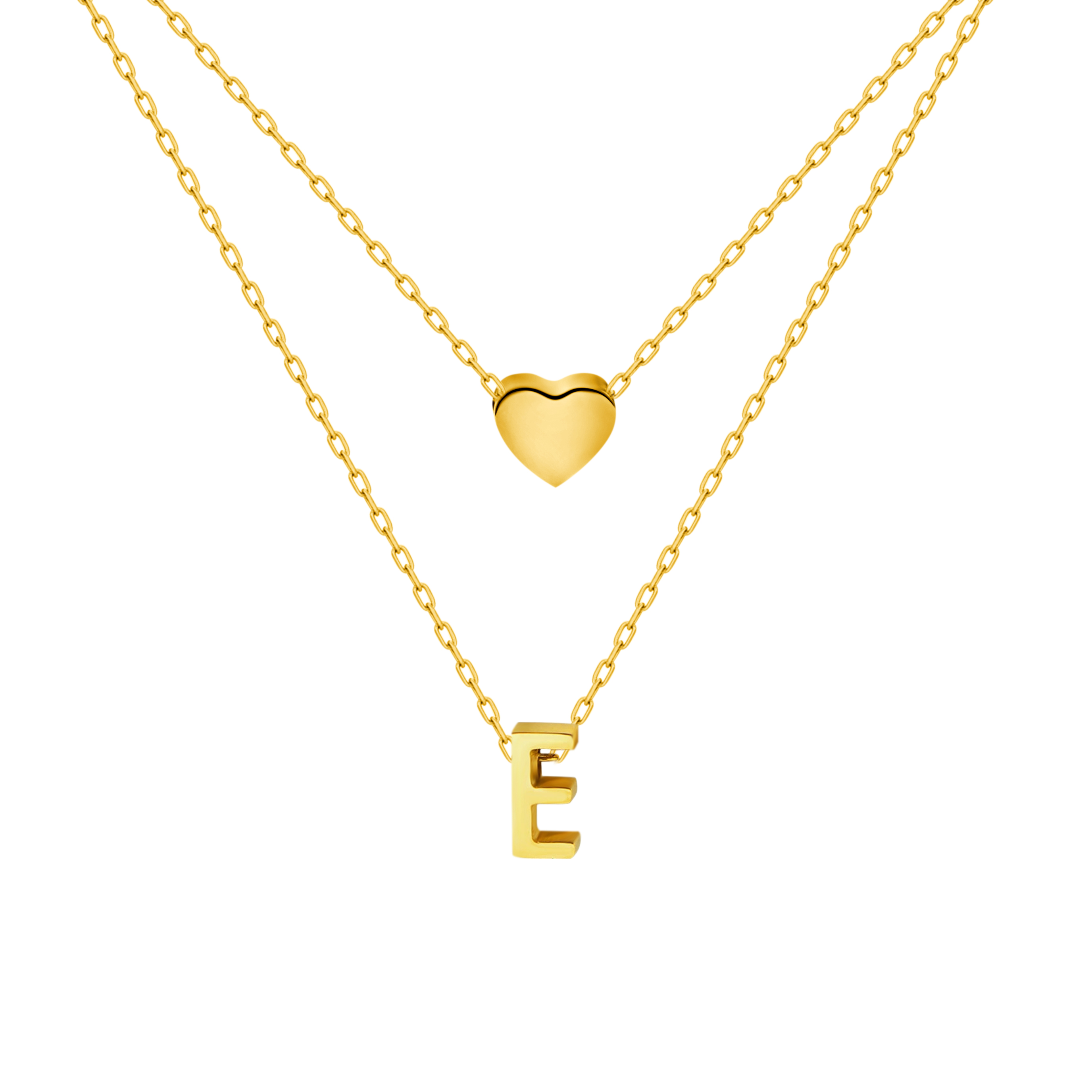 Titanium Steel Double-Layered Heart Letter Necklace