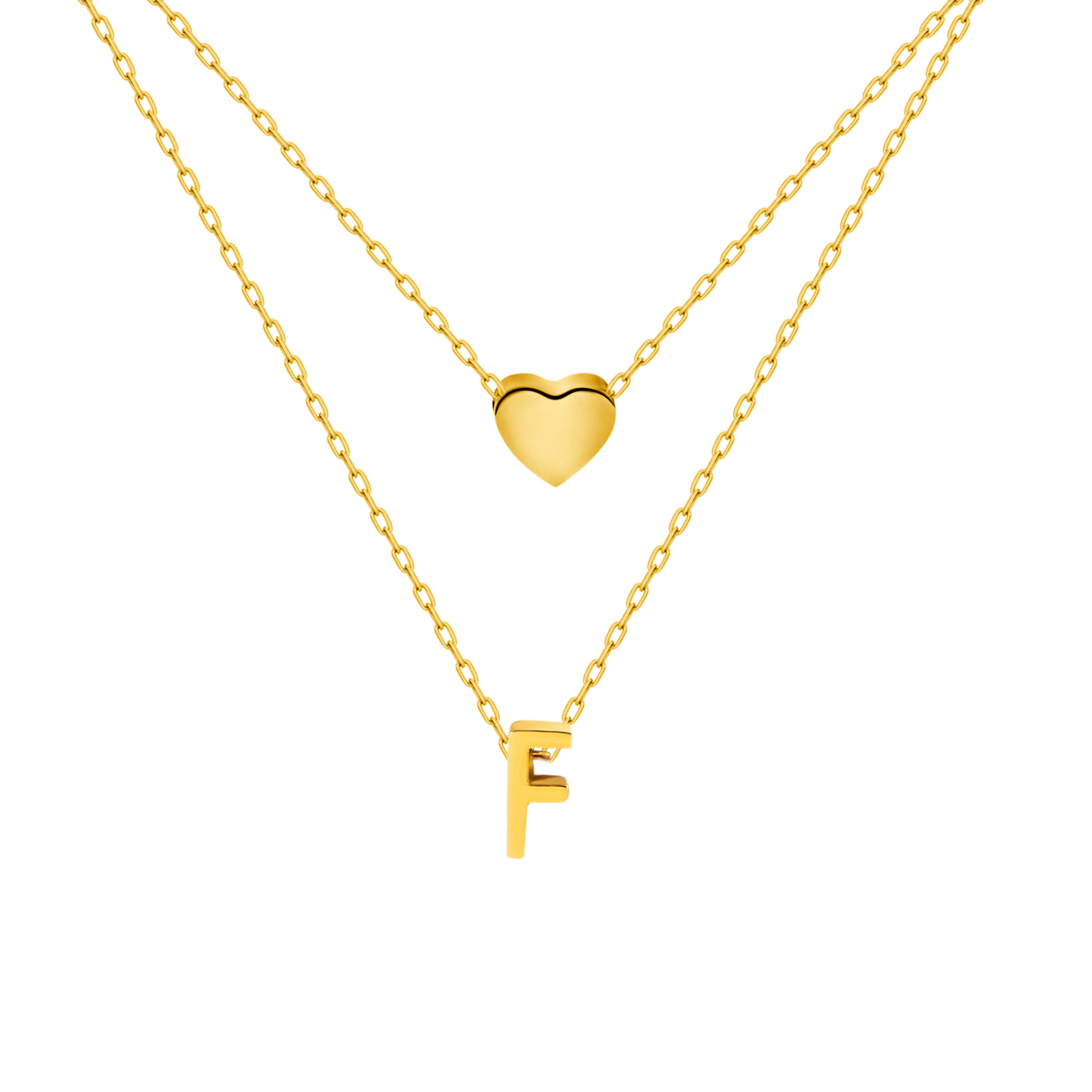 Titanium Steel Double-Layered Heart Letter Necklace