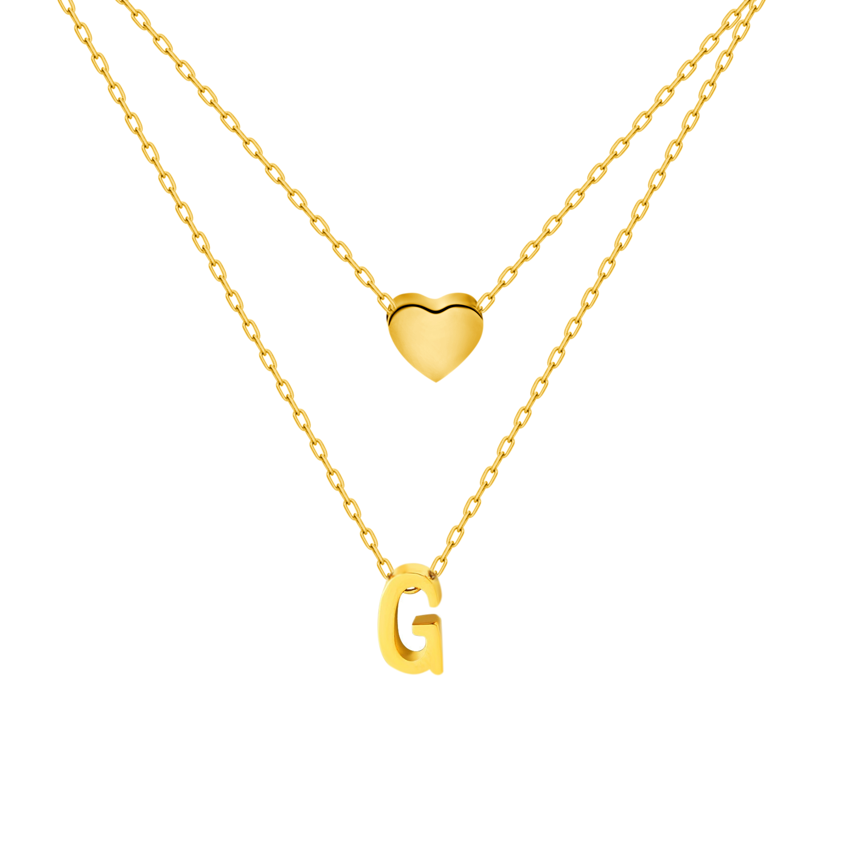 Titanium Steel Double-Layered Heart Letter Necklace