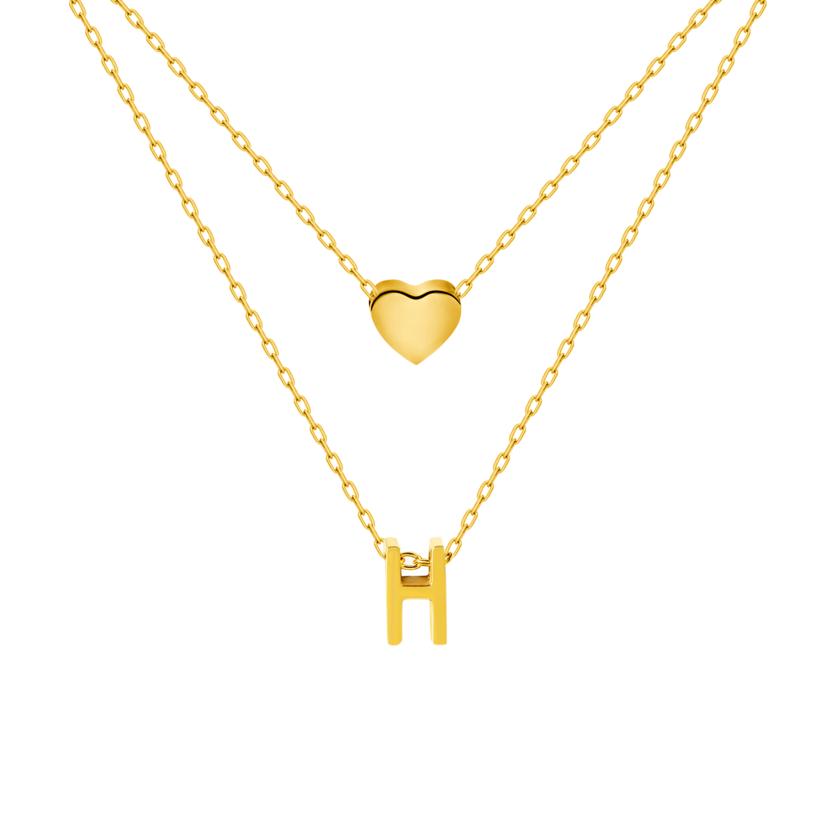 Titanium Steel Double-Layered Heart Letter Necklace