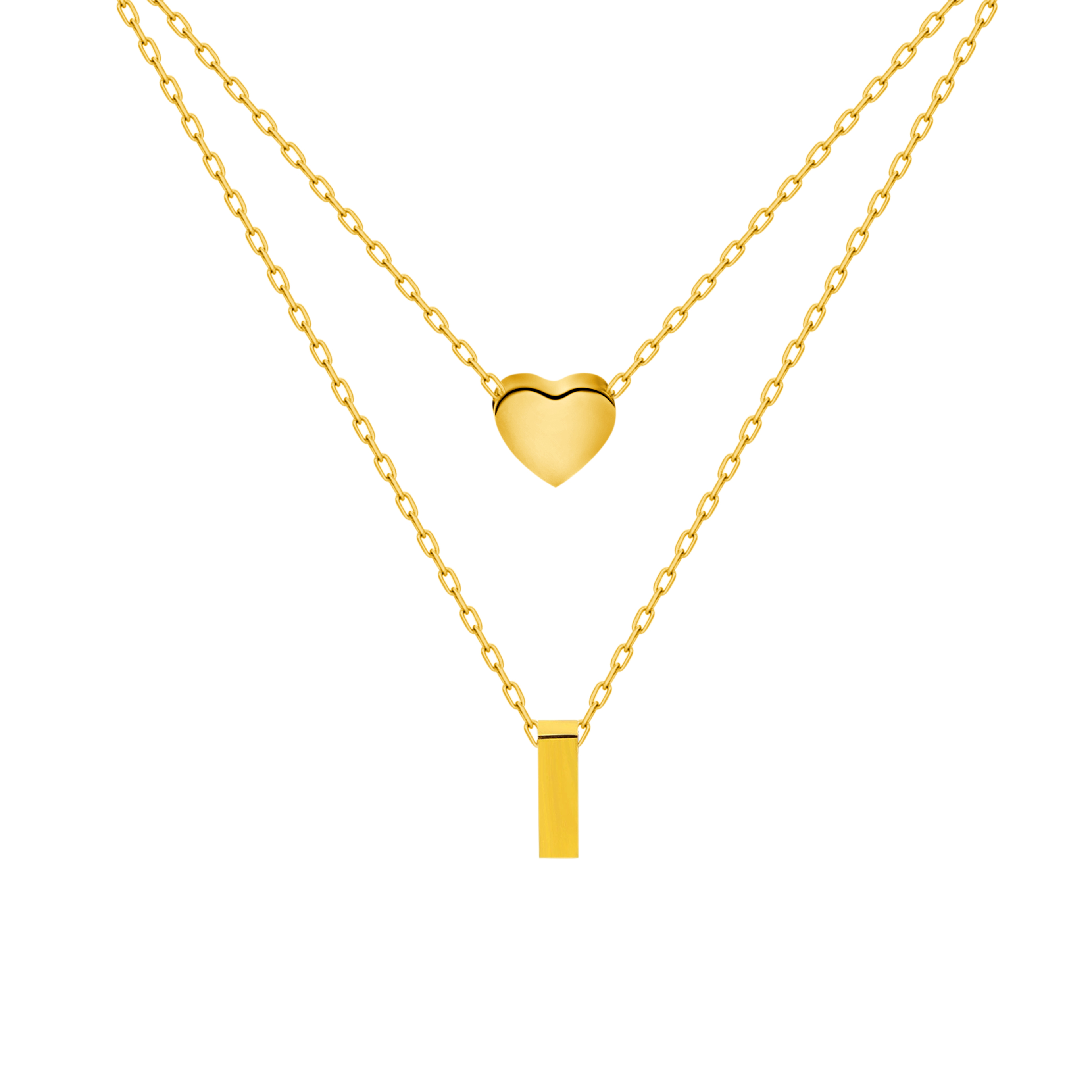 Titanium Steel Double-Layered Heart Letter Necklace