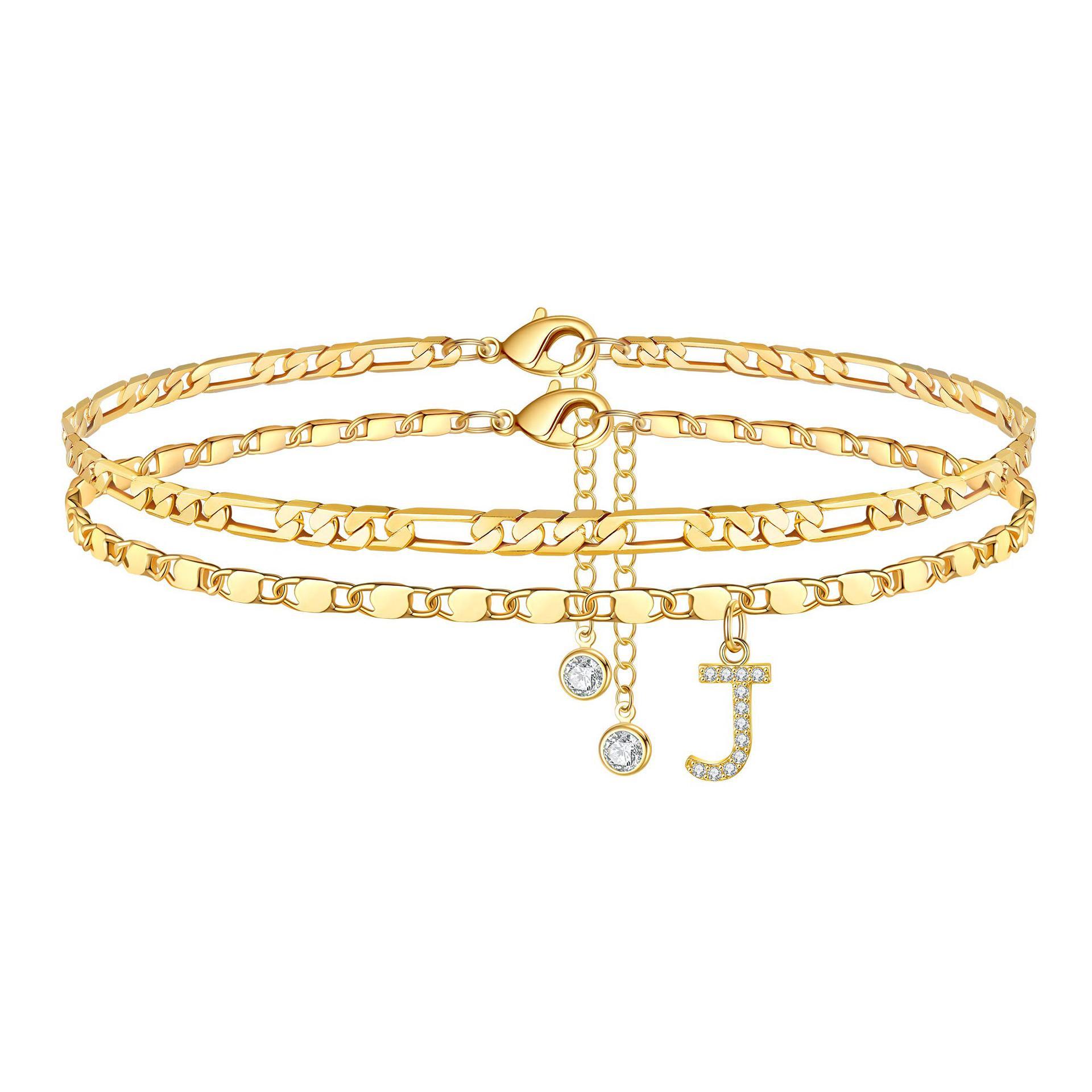 Layered Letter Anklets