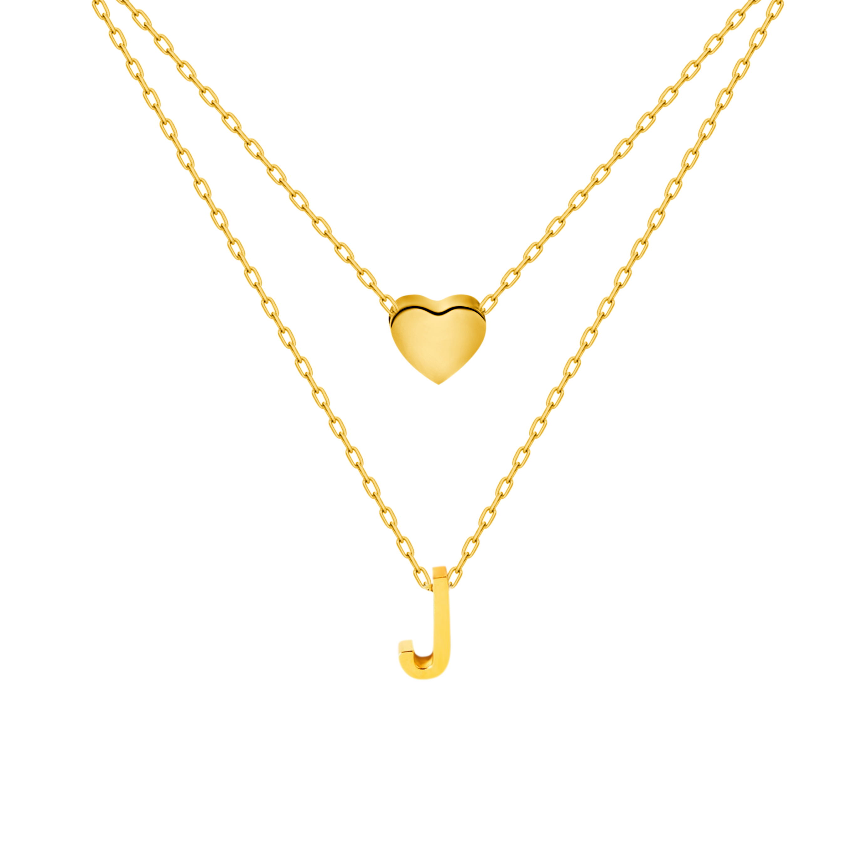 Titanium Steel Double-Layered Heart Letter Necklace