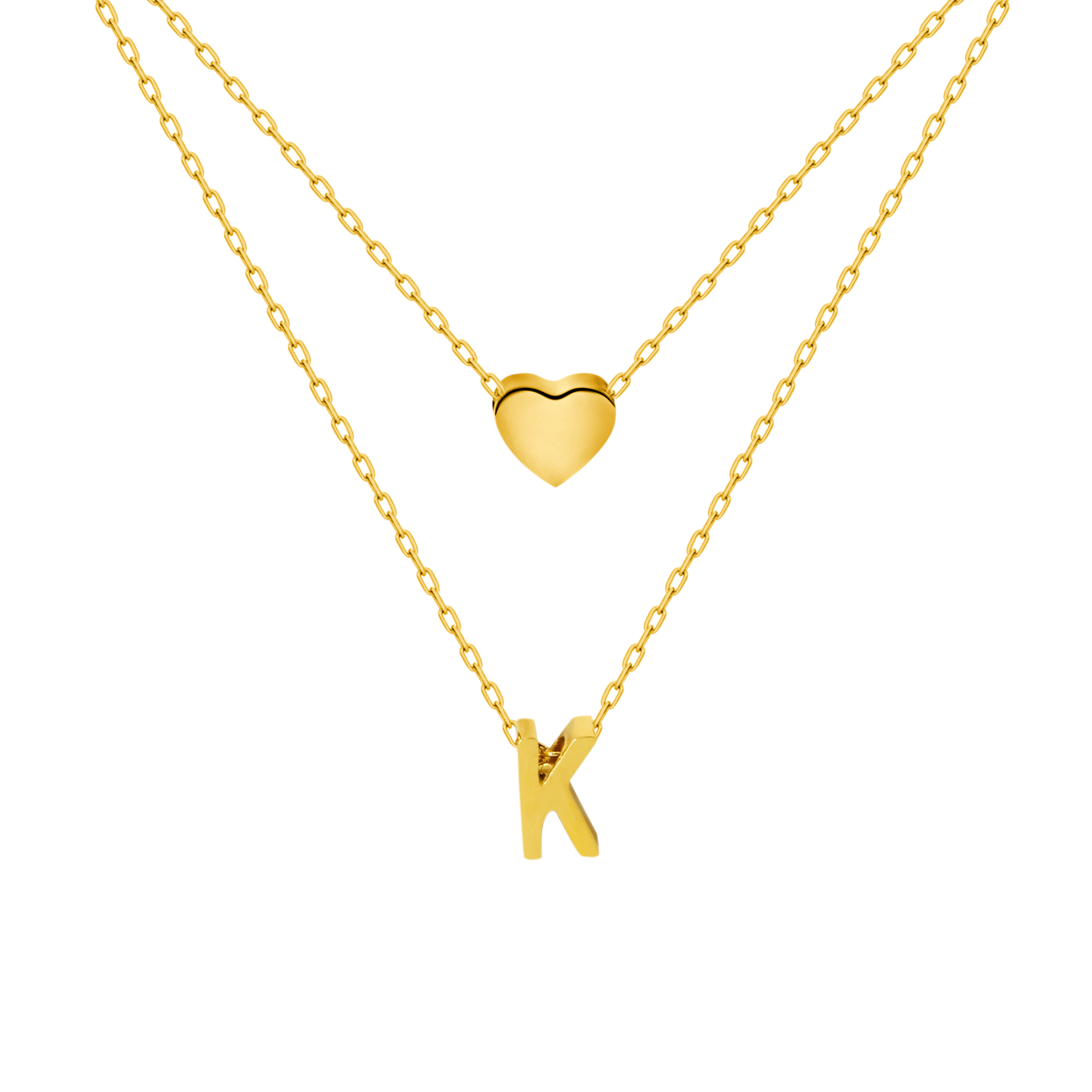 Titanium Steel Double-Layered Heart Letter Necklace