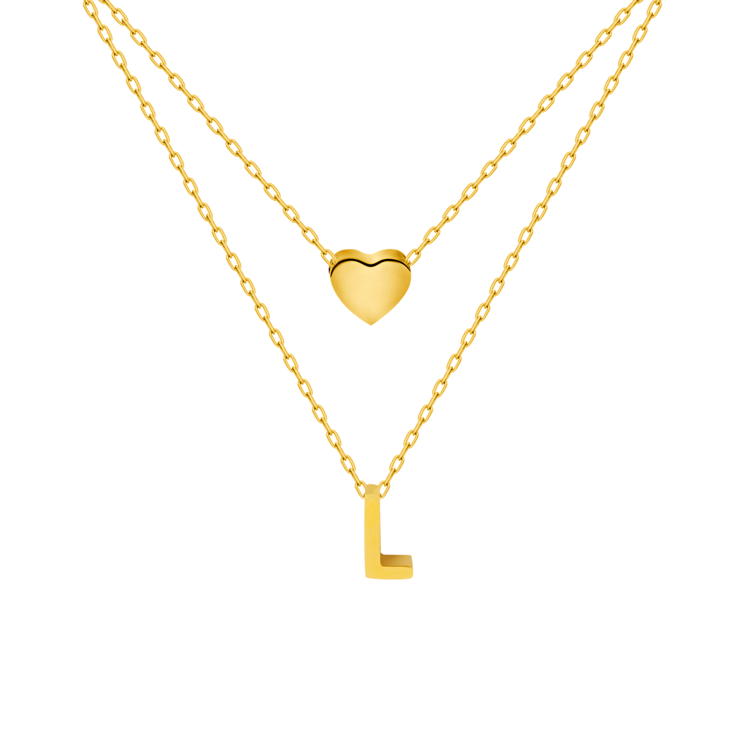 Titanium Steel Double-Layered Heart Letter Necklace